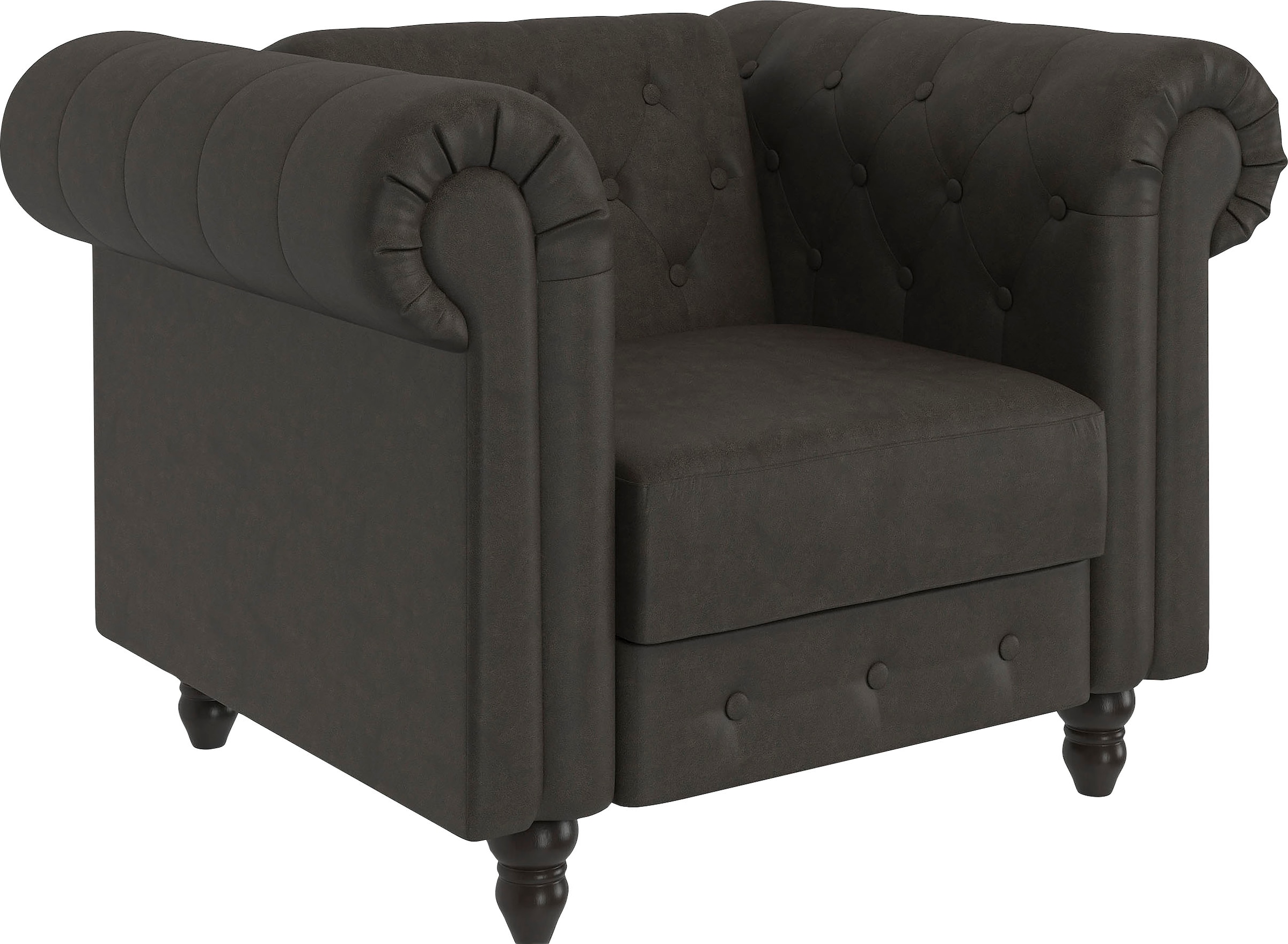 Dorel Home Chesterfield-Sessel »Felix«, mit Rückenlehne 3-fach verstellbar, Beine Massivholz, Sitzhöhe 46 cm