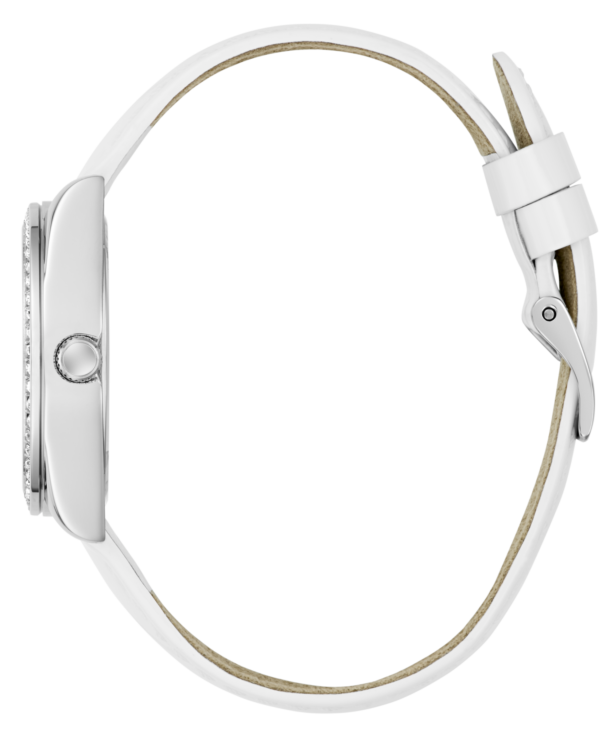 Guess Quarzuhr »BOA« Armbanduhr, Damenuhr, Lederarmband, Kristallsteine