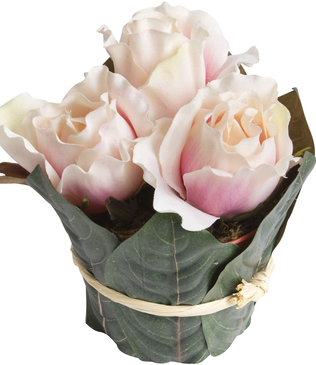 »Rosenarrangement kaufen umwickelt« auf Kunstblume mit Botanic-Haus Raten Blättern