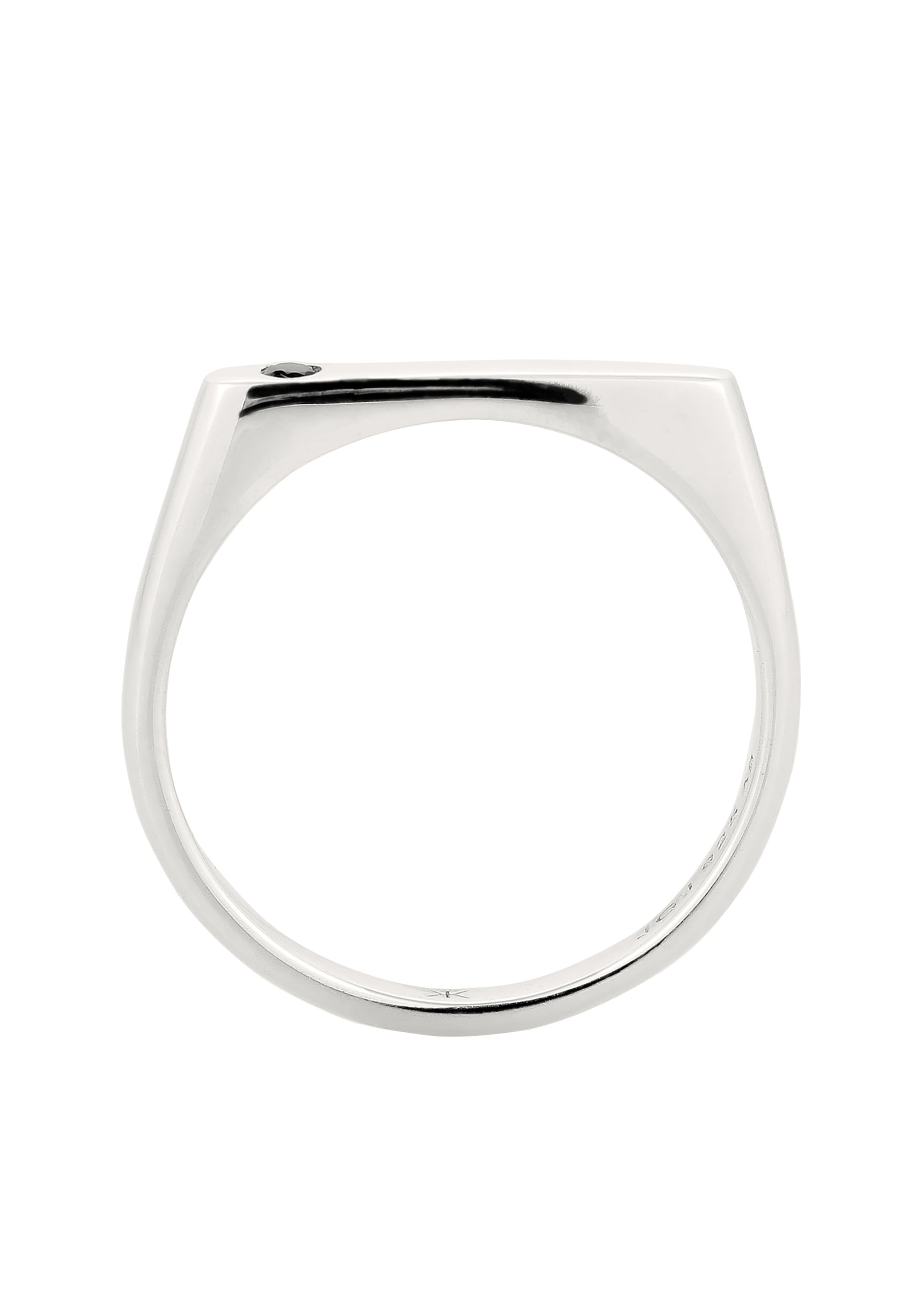 Kuzzoi Siegelring »Ring Siegelring Zirkonia Schwarz 925 Sterling Silber«