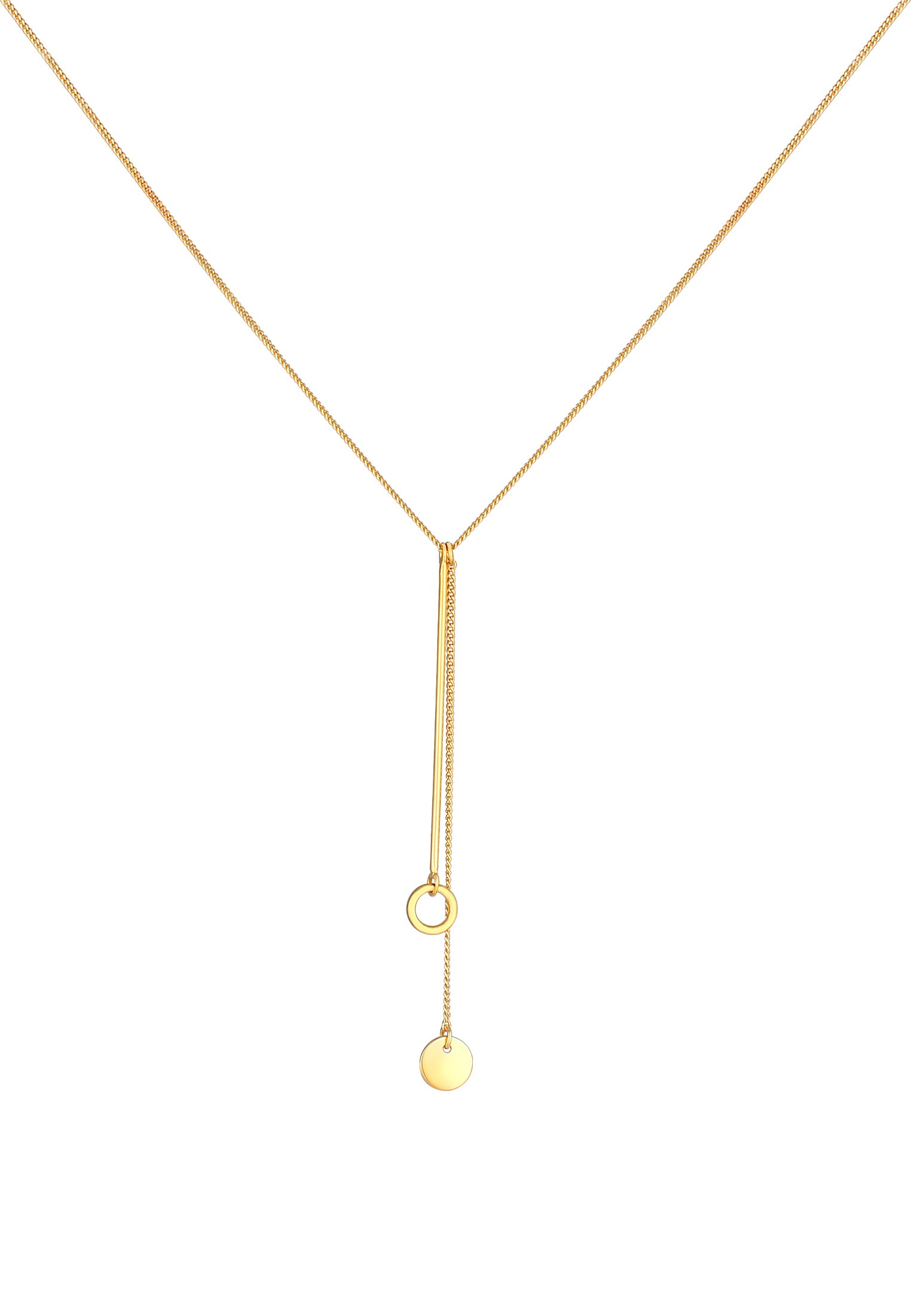 Elli Kette mit Anhänger »Halskette Y-Kette Kreis Plättchen Geo 925 Silber«