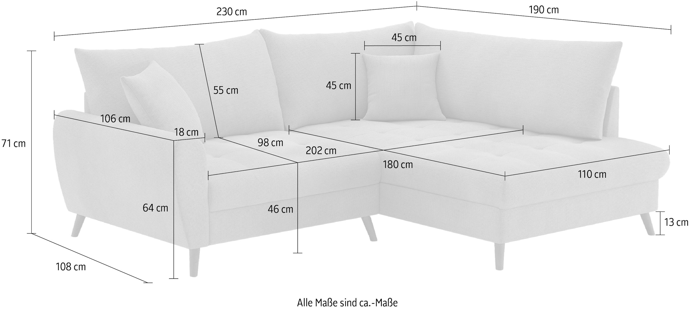 Mr. Couch Ecksofa »Blackburn II L-Form«, Wahlweise mit Kaltschaumpolsterung bis 140 kg belastbar