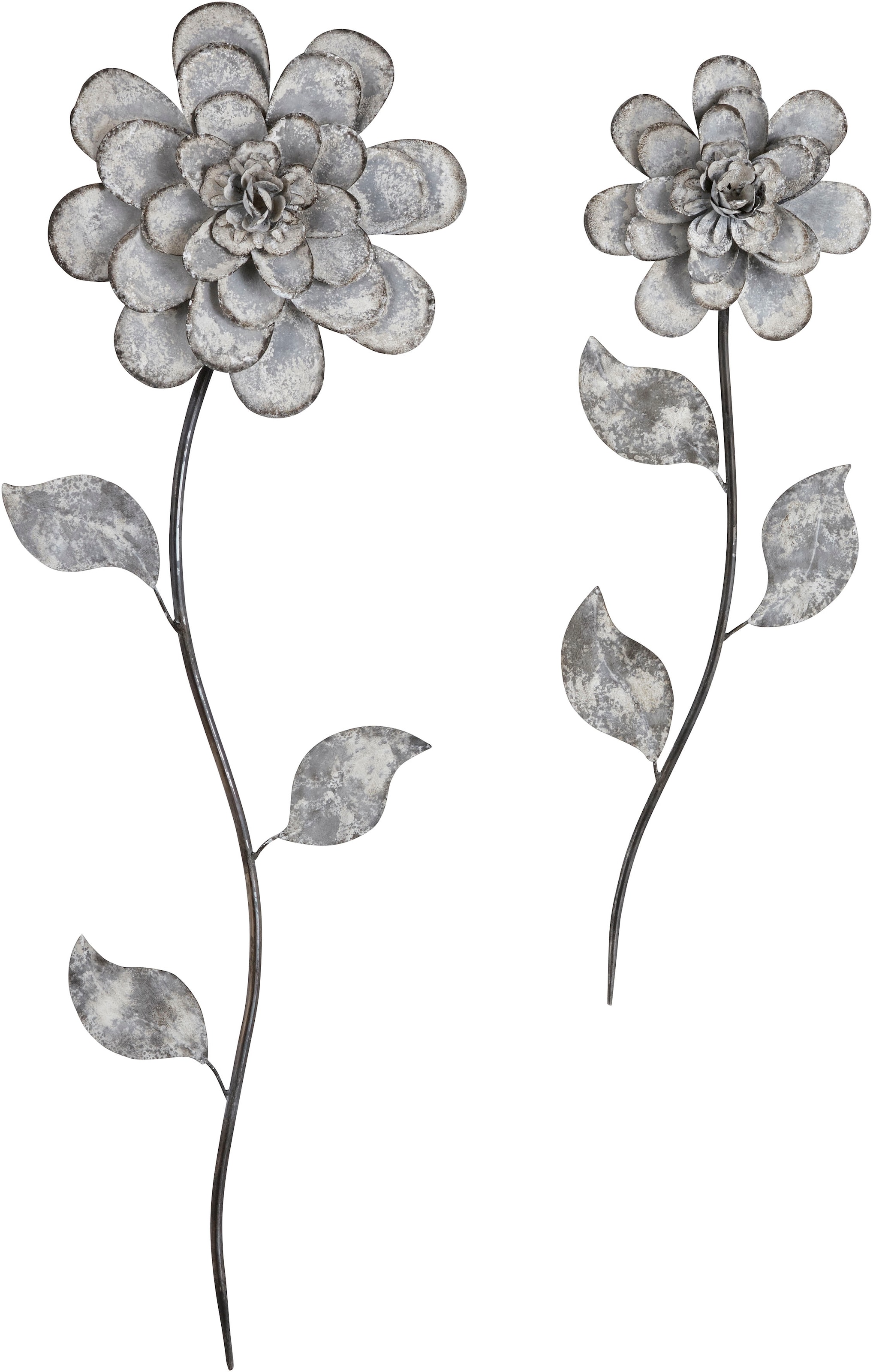 Home affaire Wanddekoobjekt »Blumen«, (2er-Set), Wanddeko, aus Metall