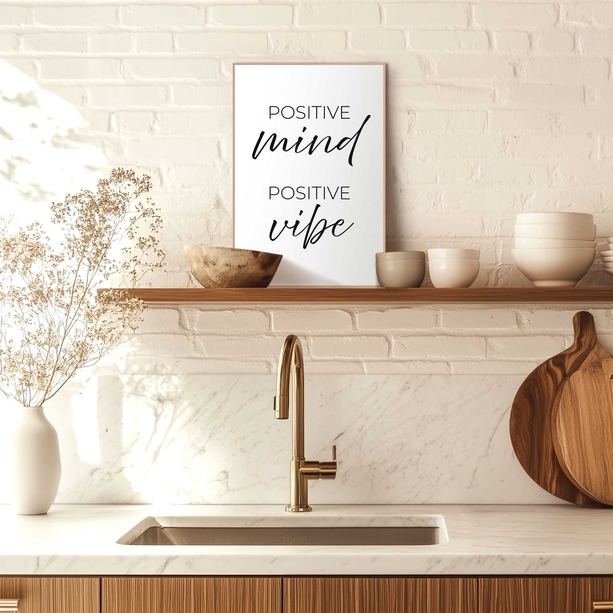 Reinders! Poster »Positive Vibes« Home Office - Schwarz-Weiß - MDF - Sprüche - 20x30 cm