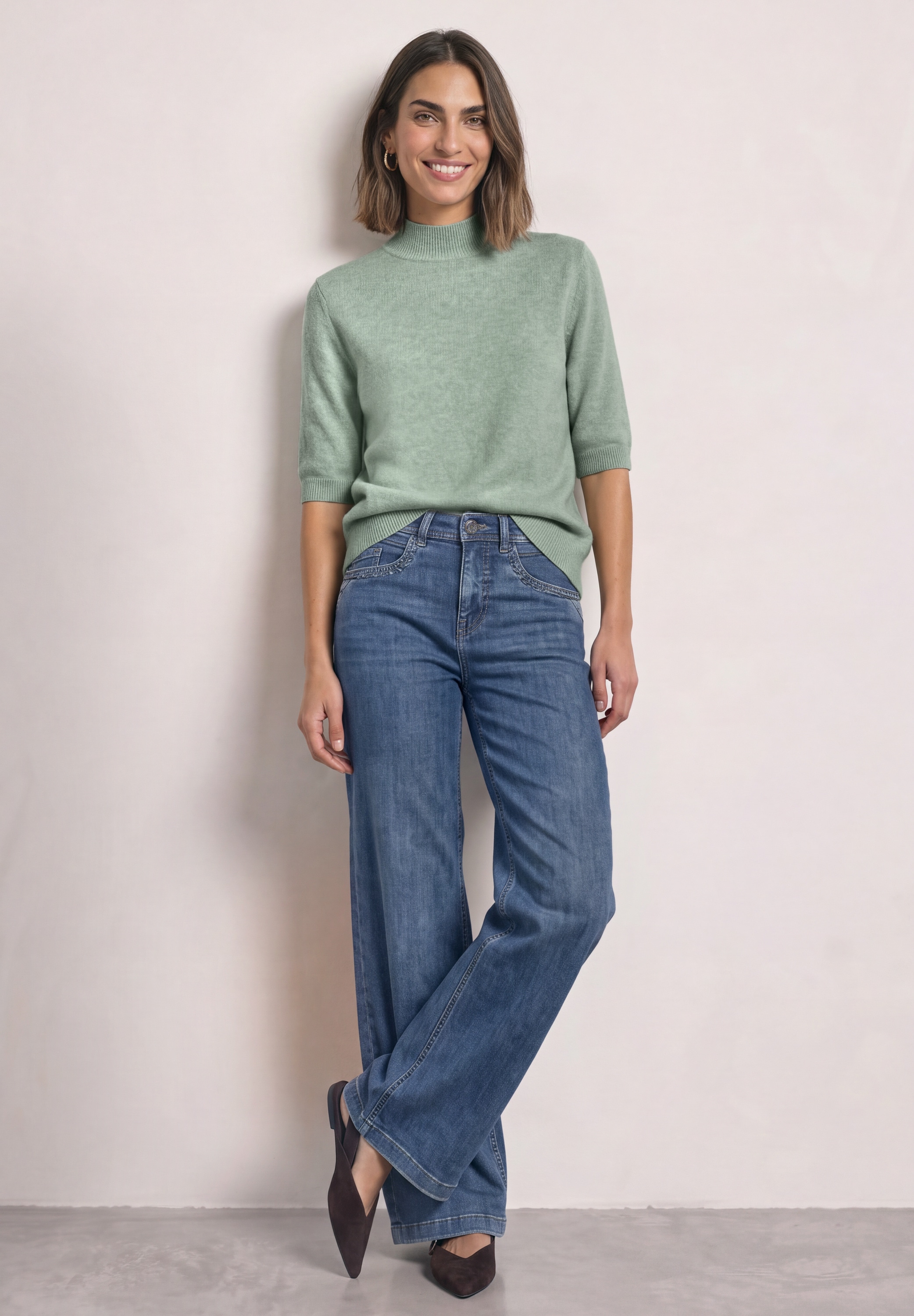 STREET ONE Strickpullover Halbarm-Pullover mit Turtle Neck