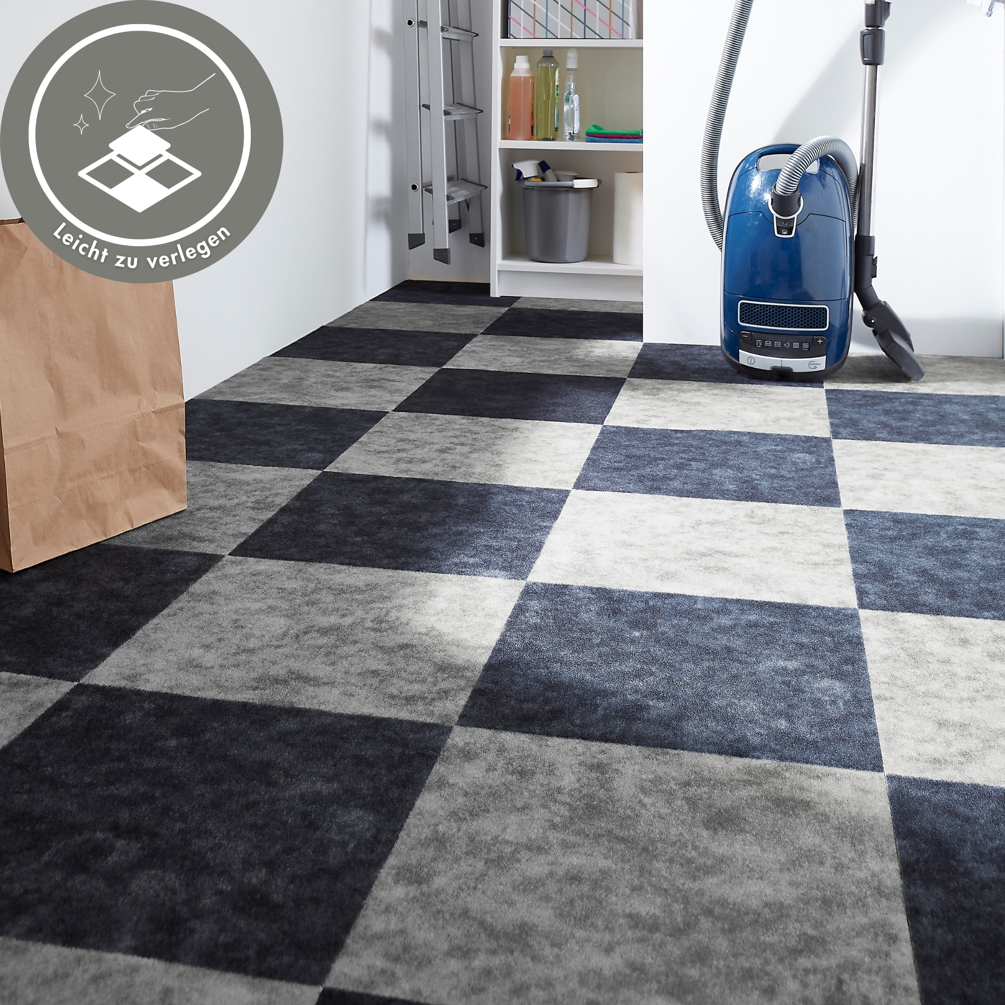 Andiamo Teppichfliese »Colmar Nadelfilz«, quadratisch, 4 mm Höhe, 40x40 cm, selbstklebend, robust & strapazierfähig, 25 Stück (4 qm)