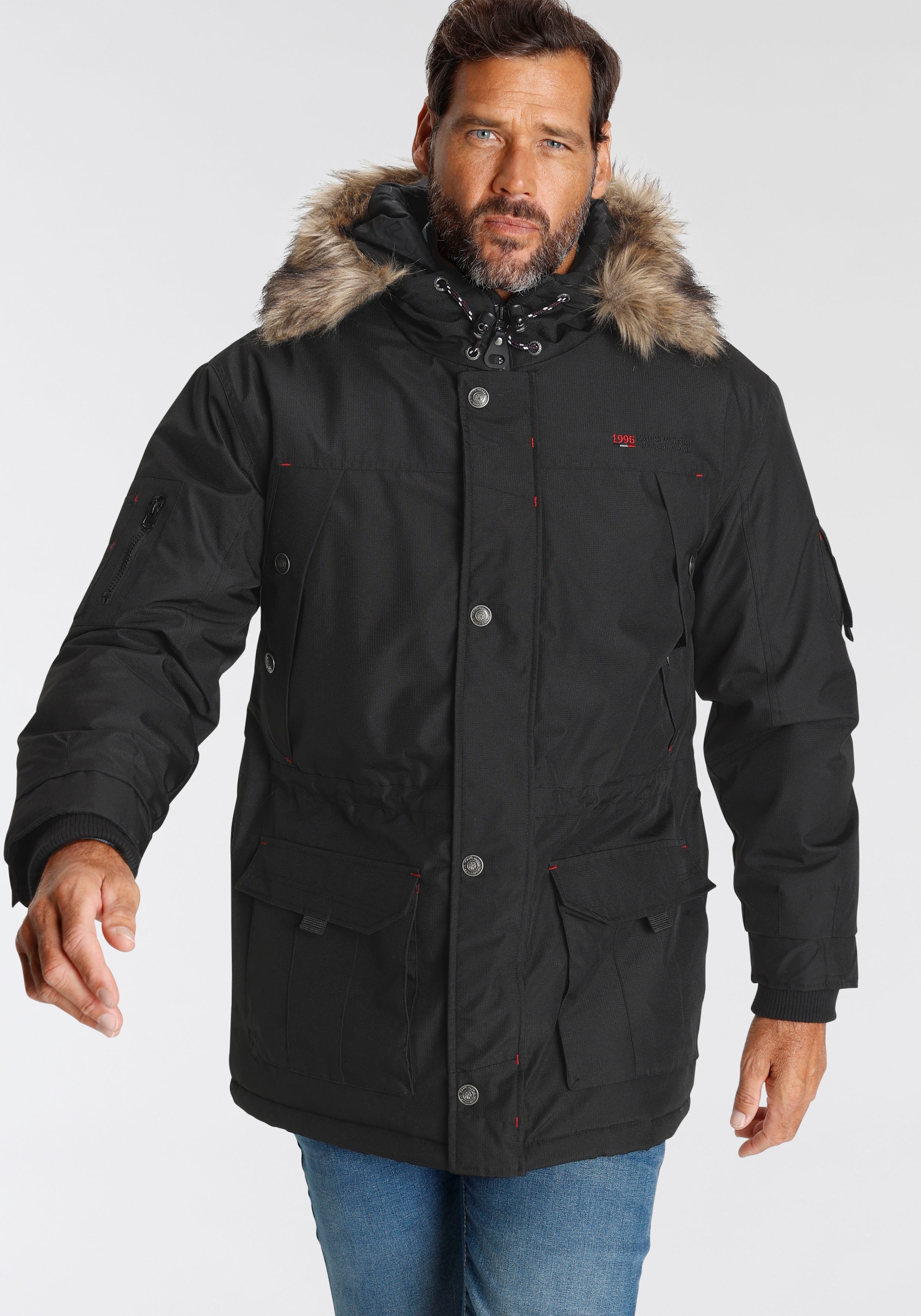 Mans World Parka mit Kapuze für die kalte Jahreszeit, strapazierfähig und schnelltrocknend