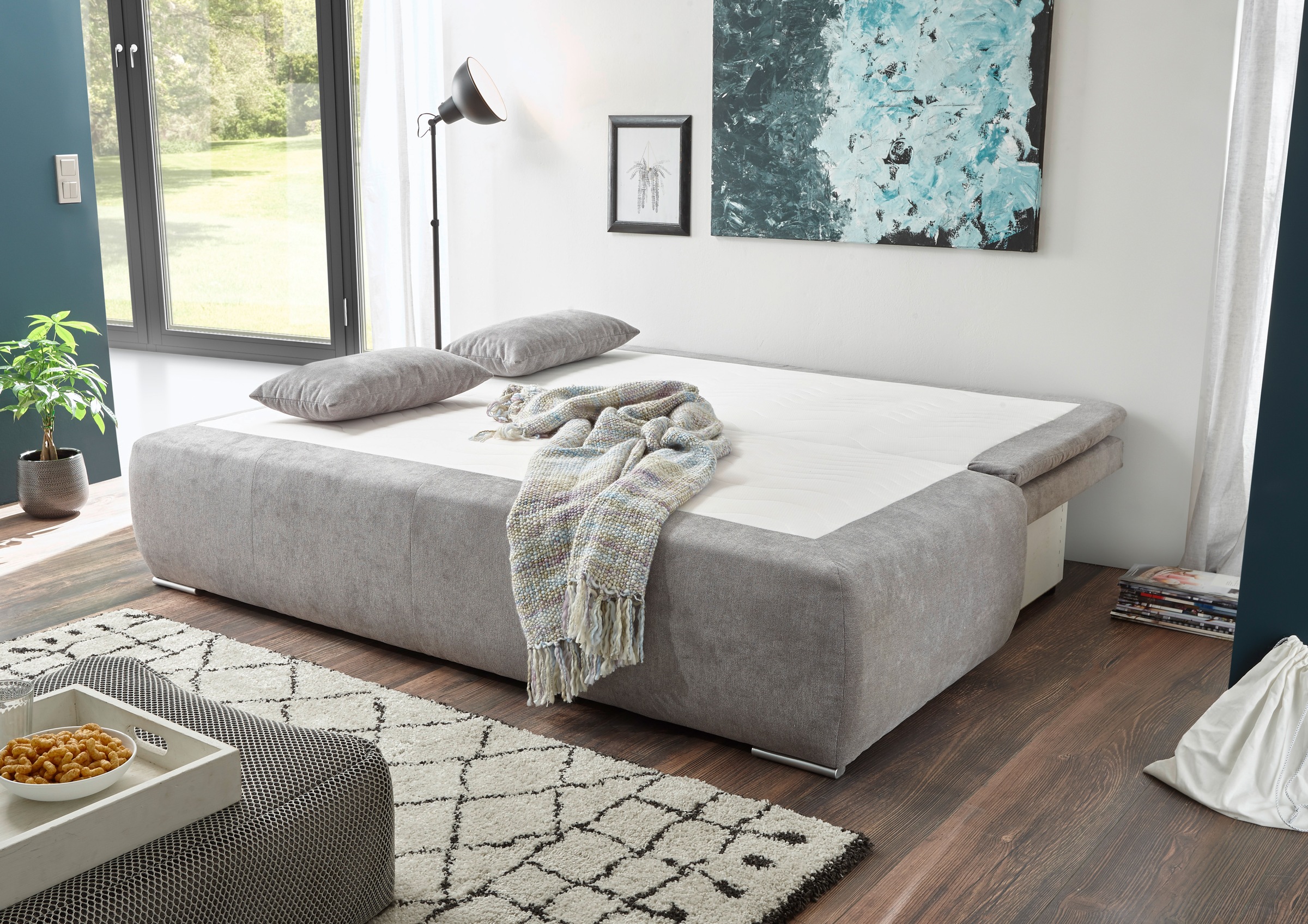ED EXCITING DESIGN Schlafsofa »Jana«, mit Bettfunktion und Bettkasten, sowie Rücken- und Armlehnkissen