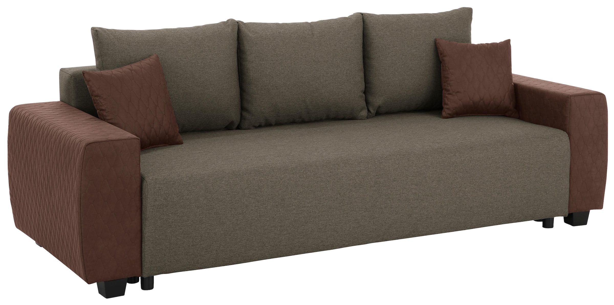 Home affaire Schlafsofa »Bella, B: 241 cm, Liegefl. 142x194 cm«, mit Bettfunktion, Bettkasten & 2 Zierkissen, Federkern