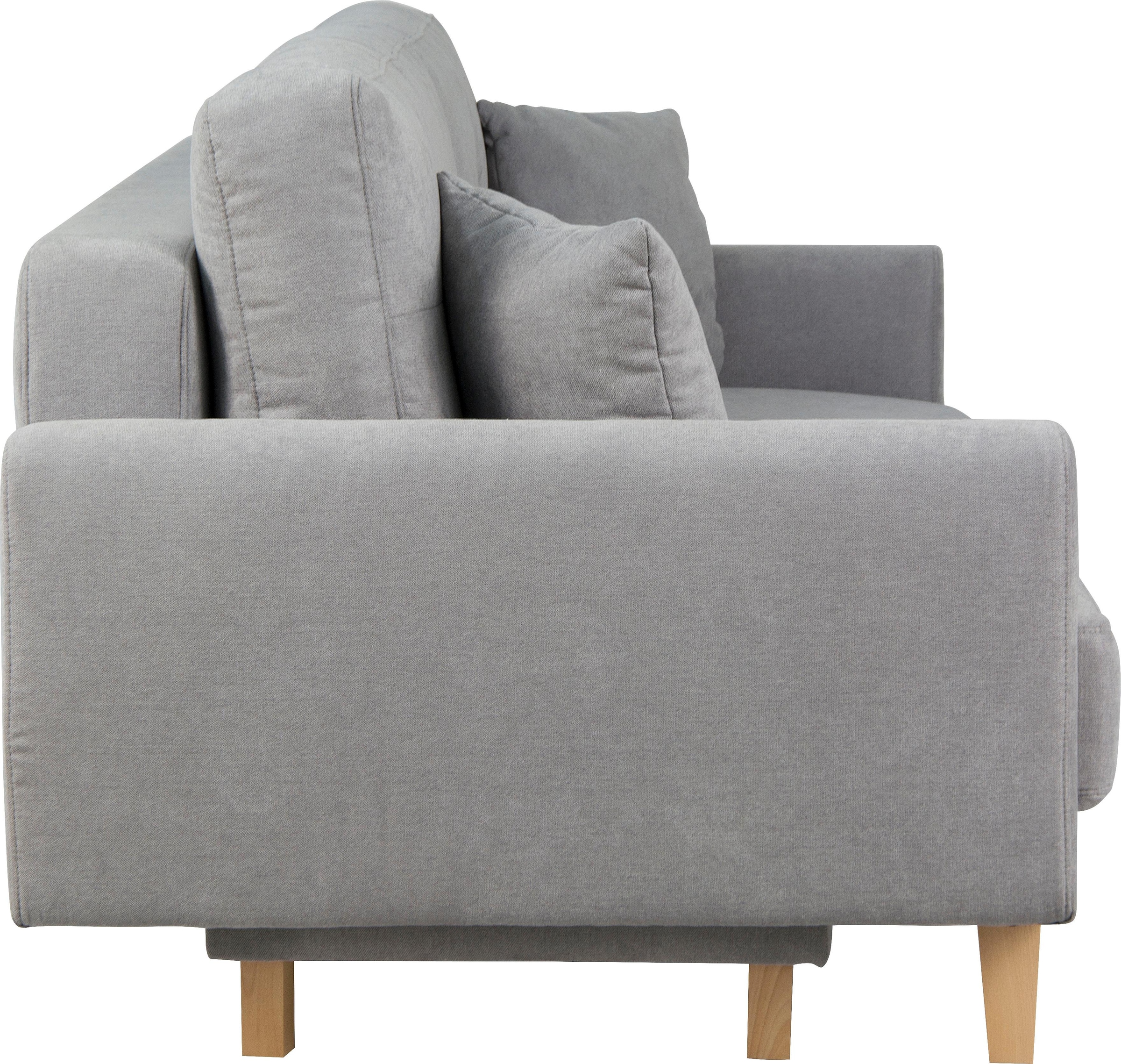 Home affaire 3-Sitzer »TRIPLO optionale Schlafsofa mit Bettkasten, Maße B/T/H: 215/100/89 cm«, Wahlweise Bettfunktion - Liegefläche 145x191 cm, Rücken-, Zierkissen