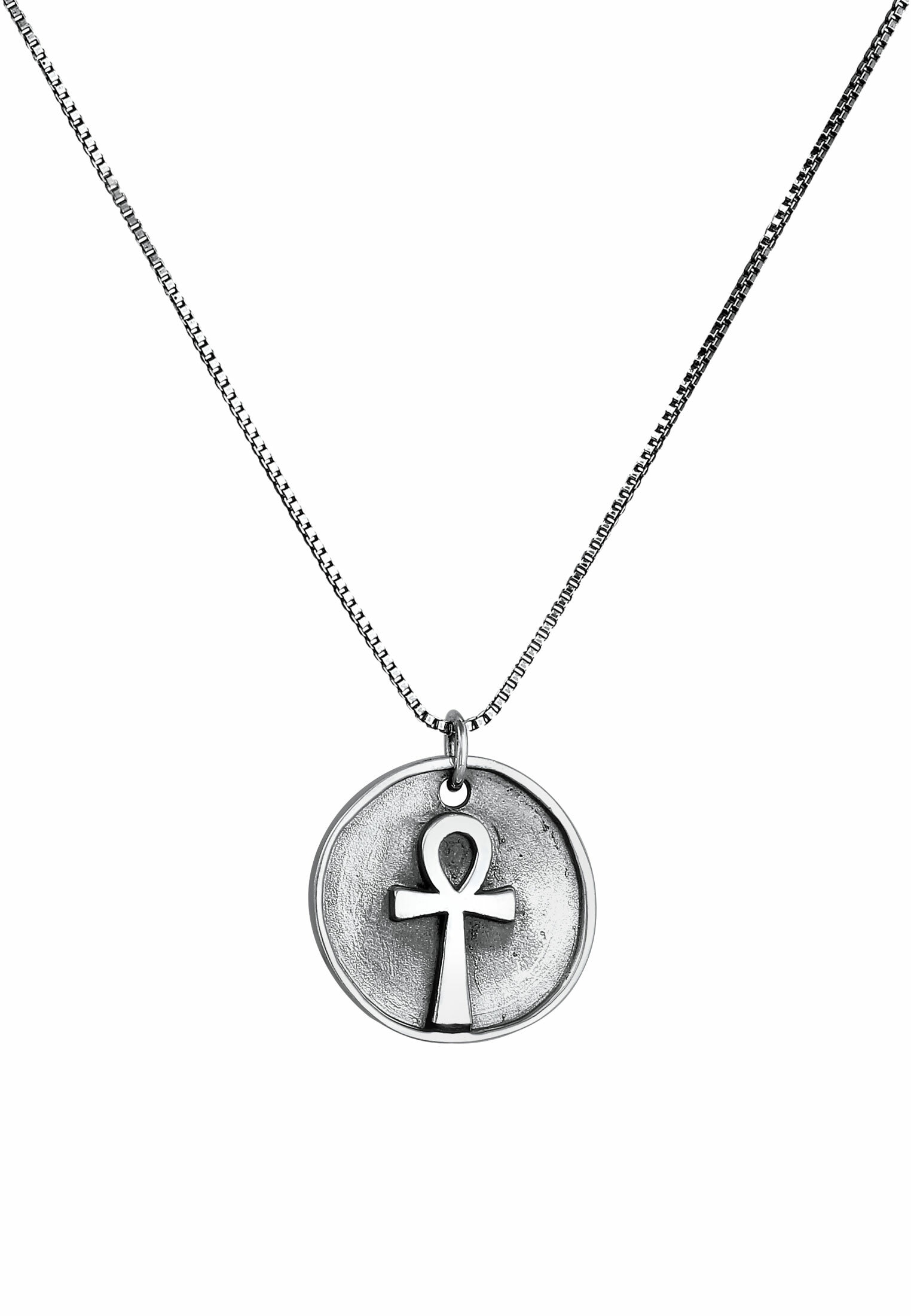 Kuzzoi Kette mit Anhänger »Halskette Herren Antike Münze Ankh Kreuz Henkelkreuz 925 Sterling Silber«