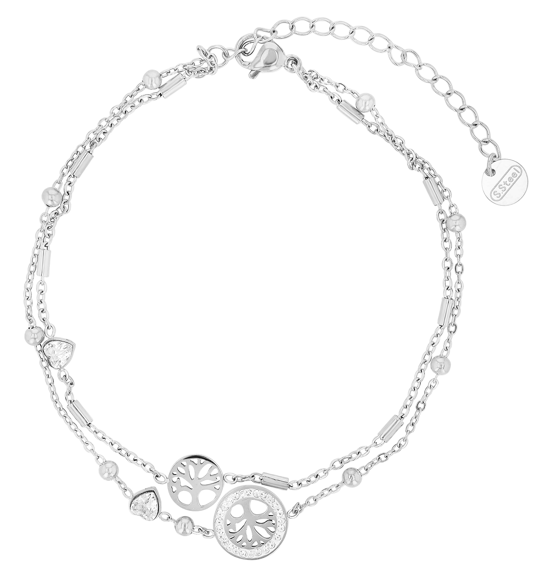 Adelia´s Armband »Damen Armband ¿ Lebensbaum aus Edelstahl mit Strass Steinchen 21 cm«
