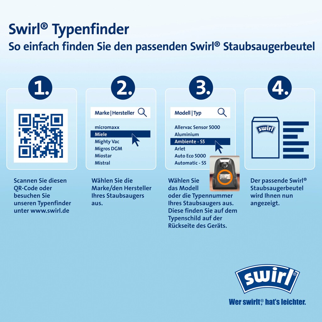 Swirl Staubsaugerbeutel »Y 101«, (Packung)