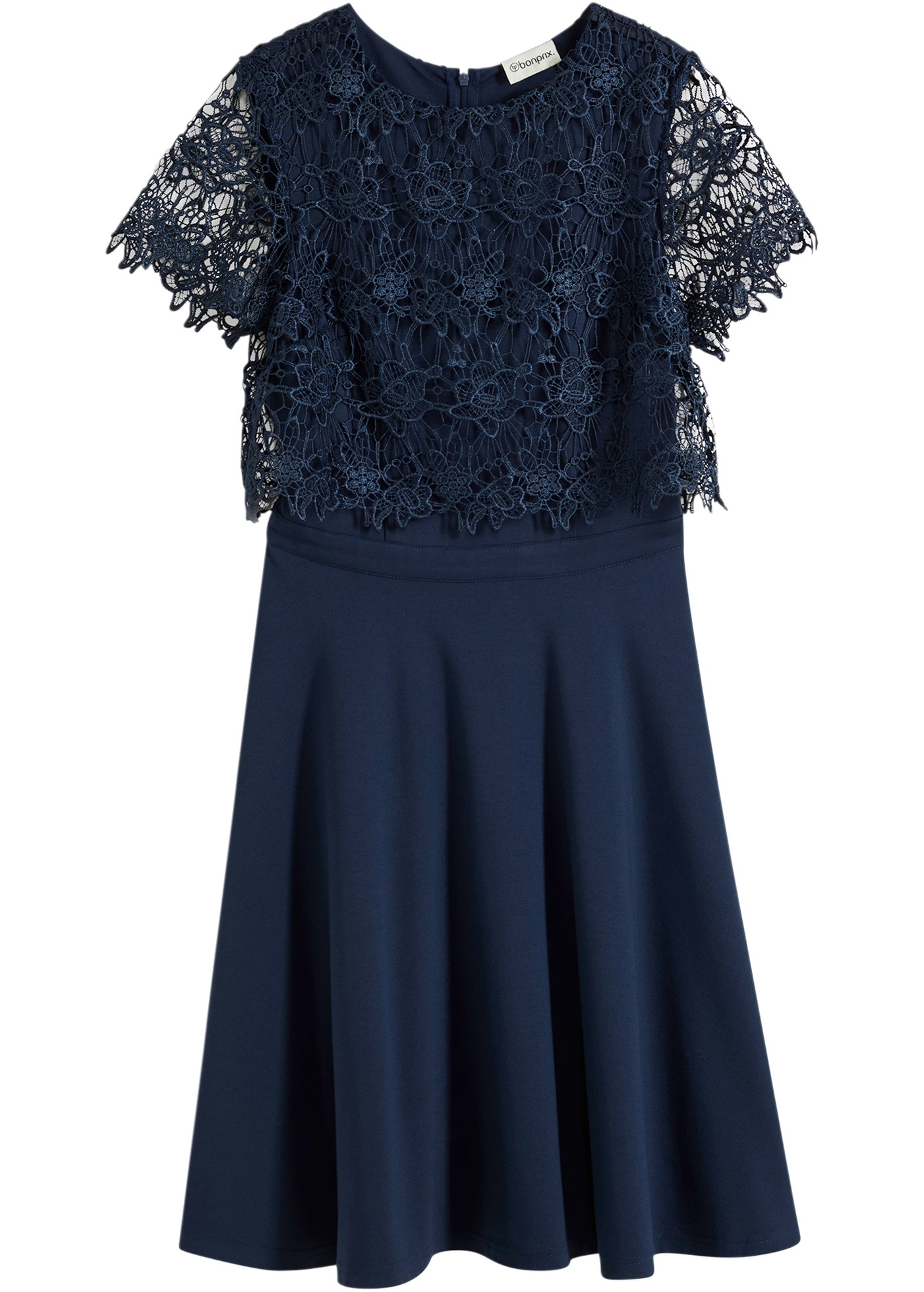 bonprix Midikleid für besondere Anlässe, ausgestellte Passform, mit Spitzen-Oberteil