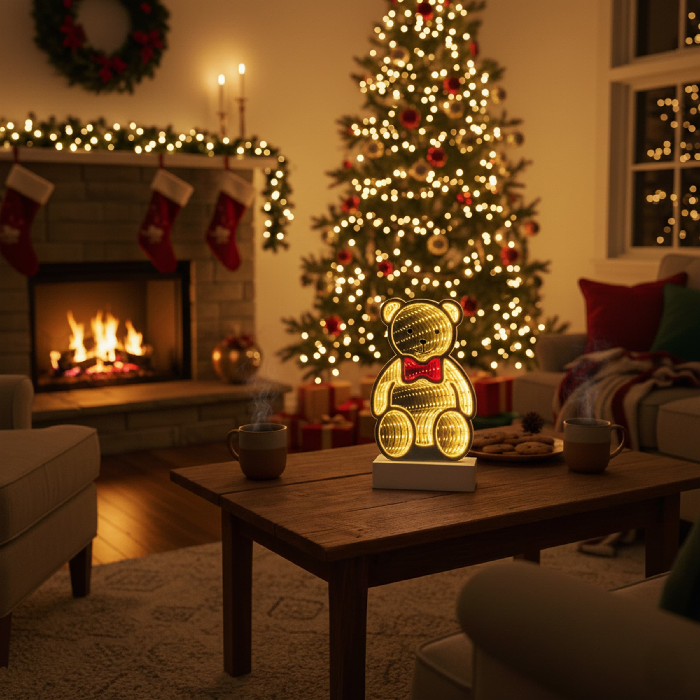 my home LED Dekolicht »Evaya - Teddybär« LED-Modul Warmweiß Infinity Effekt, Deko für Innen, beidseitig beleuchtet, Nachtlicht