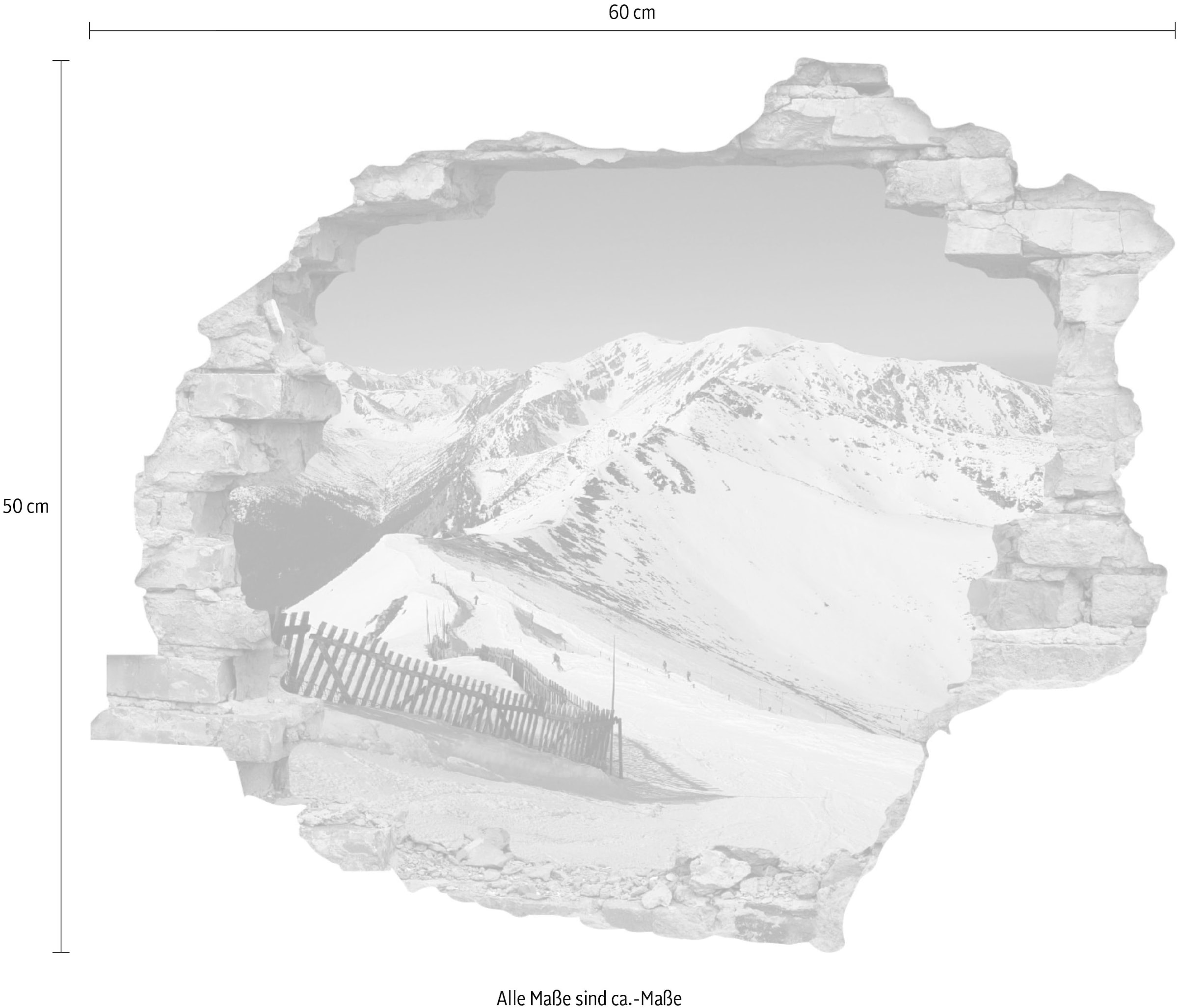 queence Wandtattoo »Berge« Wandsticker, Wandbild, selbstklebend, 3D, Wanddurchbruch