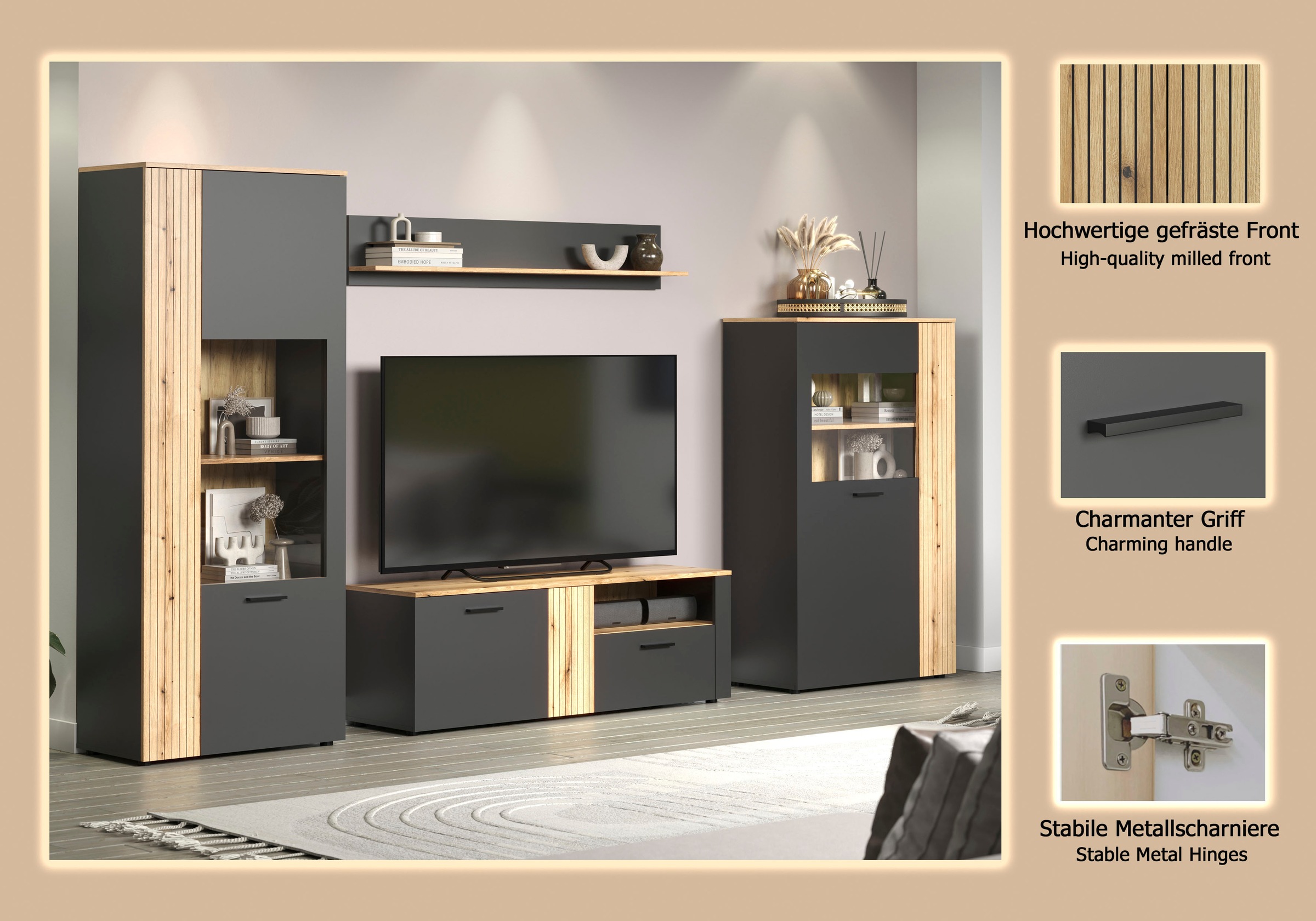 Home affaire Wohnwand »Estepona« Komplett-Set, 4 Stk. tlg.