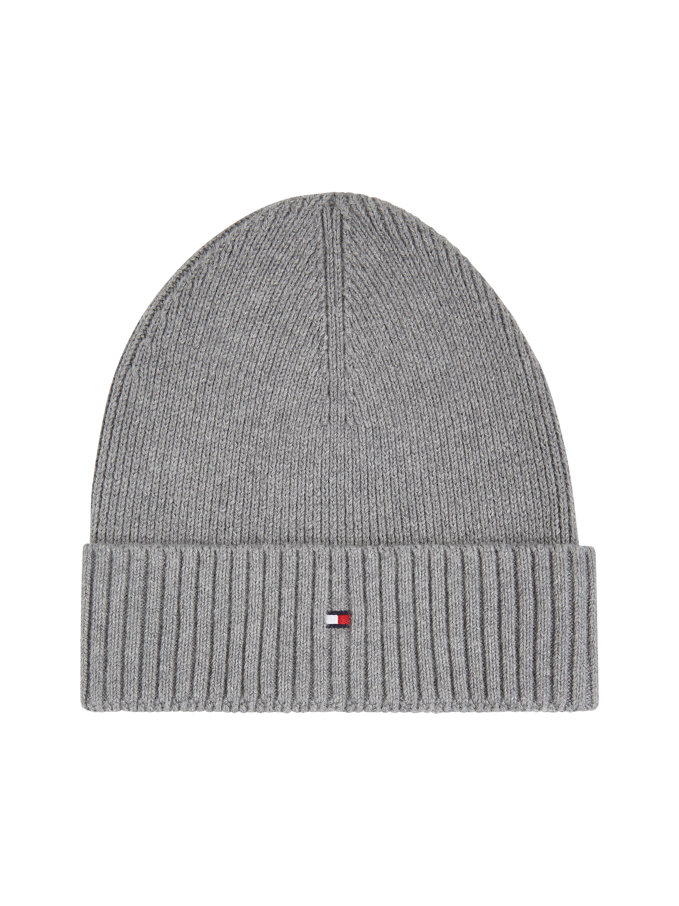 Tommy Hilfiger Strickmütze »TH FLAG PIMA COTTON BEANIE« Beanie mit Logostickerei, mit Kaschmiranteil Unisex
