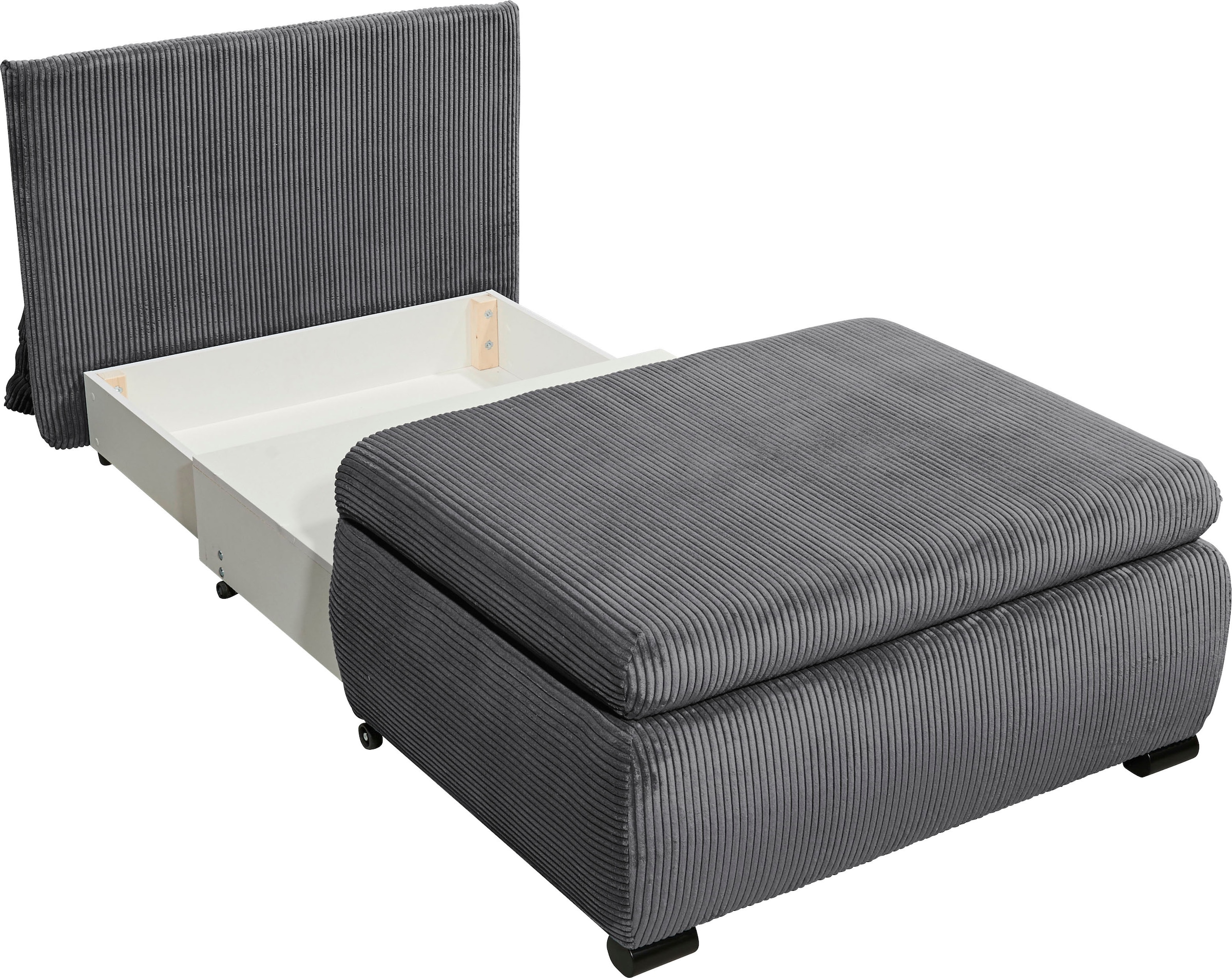 ED EXCITING DESIGN Schlafsofa »Charlie«, frei im Raum stellbar, mit Bettkasten, Schlaffunktion & 1 Rückenkissen