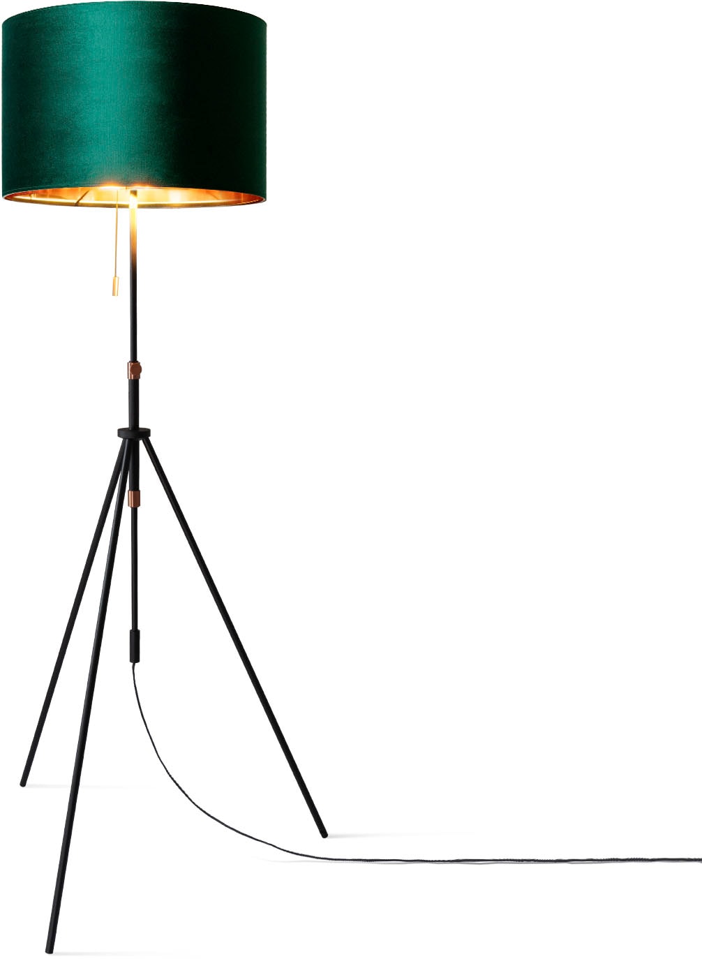 Paco Home Stehlampe »Naomi uni Color«, Wohnzimmer Höhenverstellbar 121,5  bis 176,5 cm Zugschalter Velour online kaufen | mit 3 Jahren XXL Garantie | Standleuchten