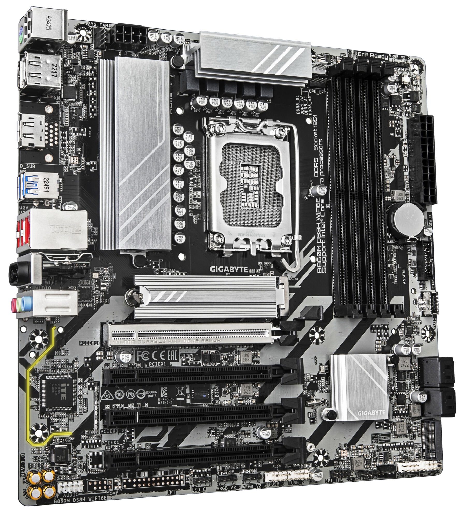 Gigabyte Mainboard »B860M DS3H WIFI6E Mainboard - Intel Core Ultra CPUs, 5+1+2+1 Phasen VR«