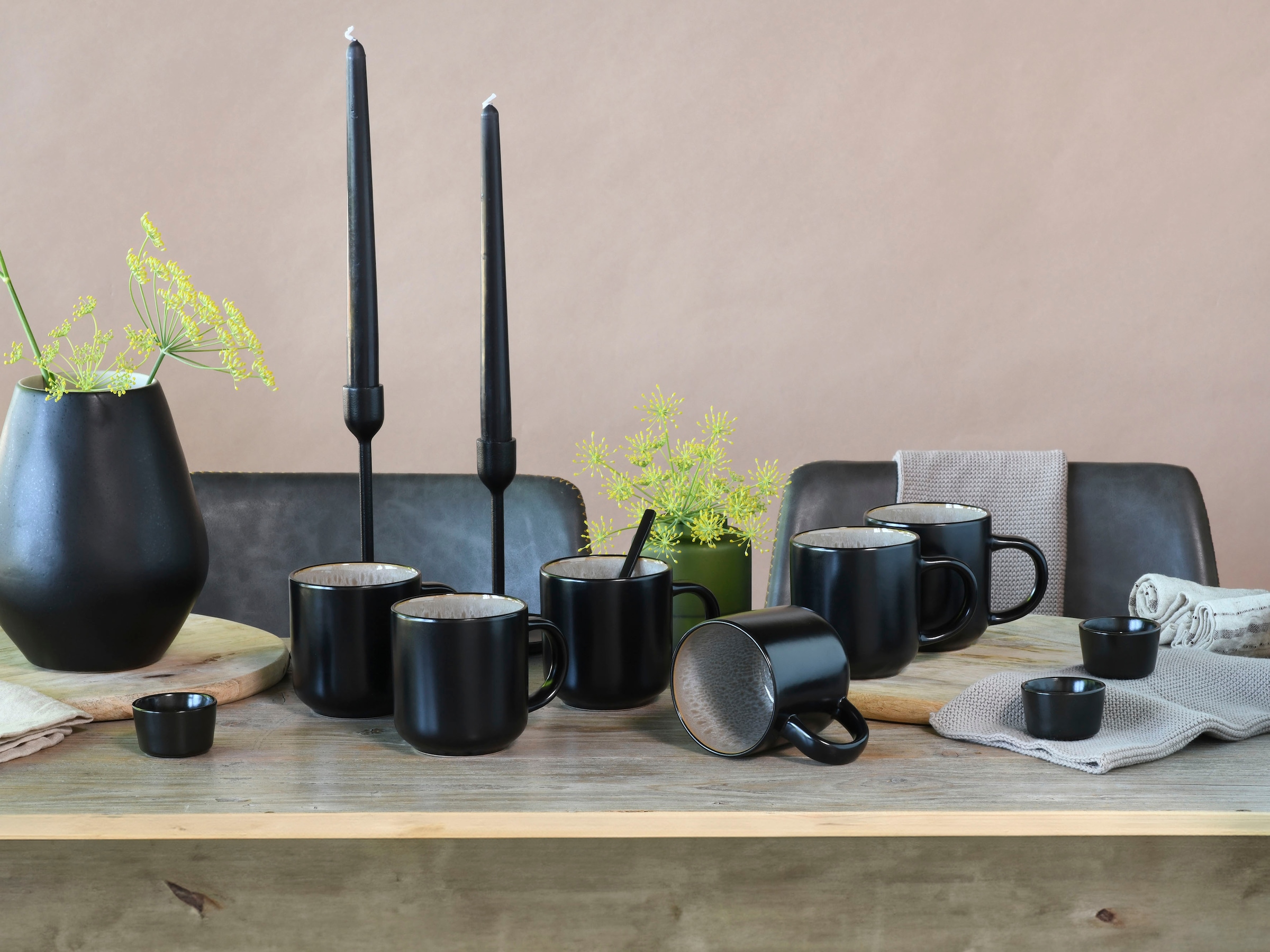 my home Becher »modernes 6-teiliges Kaffeebecher-Set Nydala«, (Set, 6 tlg.), hohe Haltbarkeit, spülmaschinengeeignet & mikrowellengeeignet