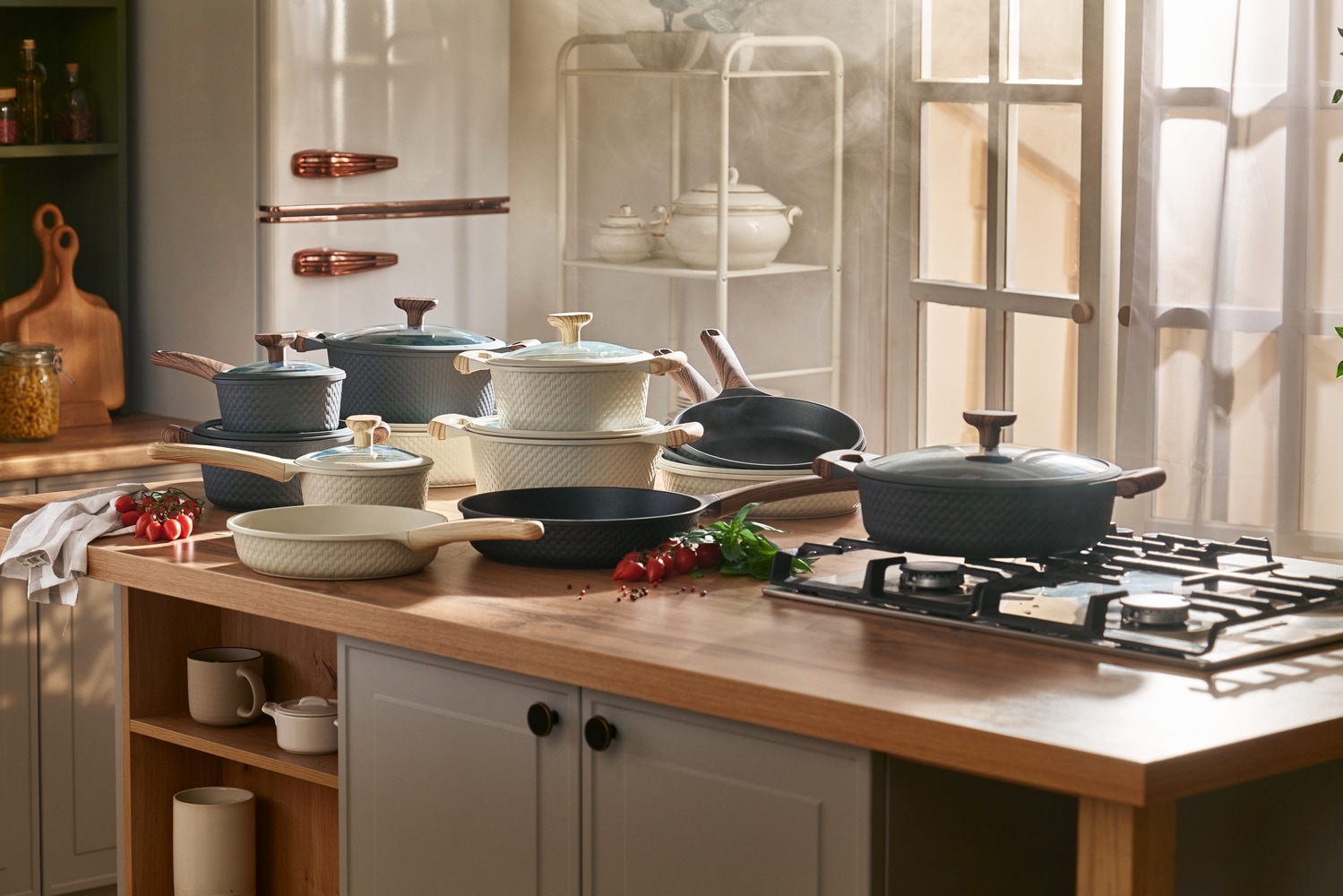 RESTO Kitchenware Kasserolle »Ran, Kochtopf antihaftbeschichtet und spülmaschinenfest« 2 Stk. tlg. Aluminiumguss