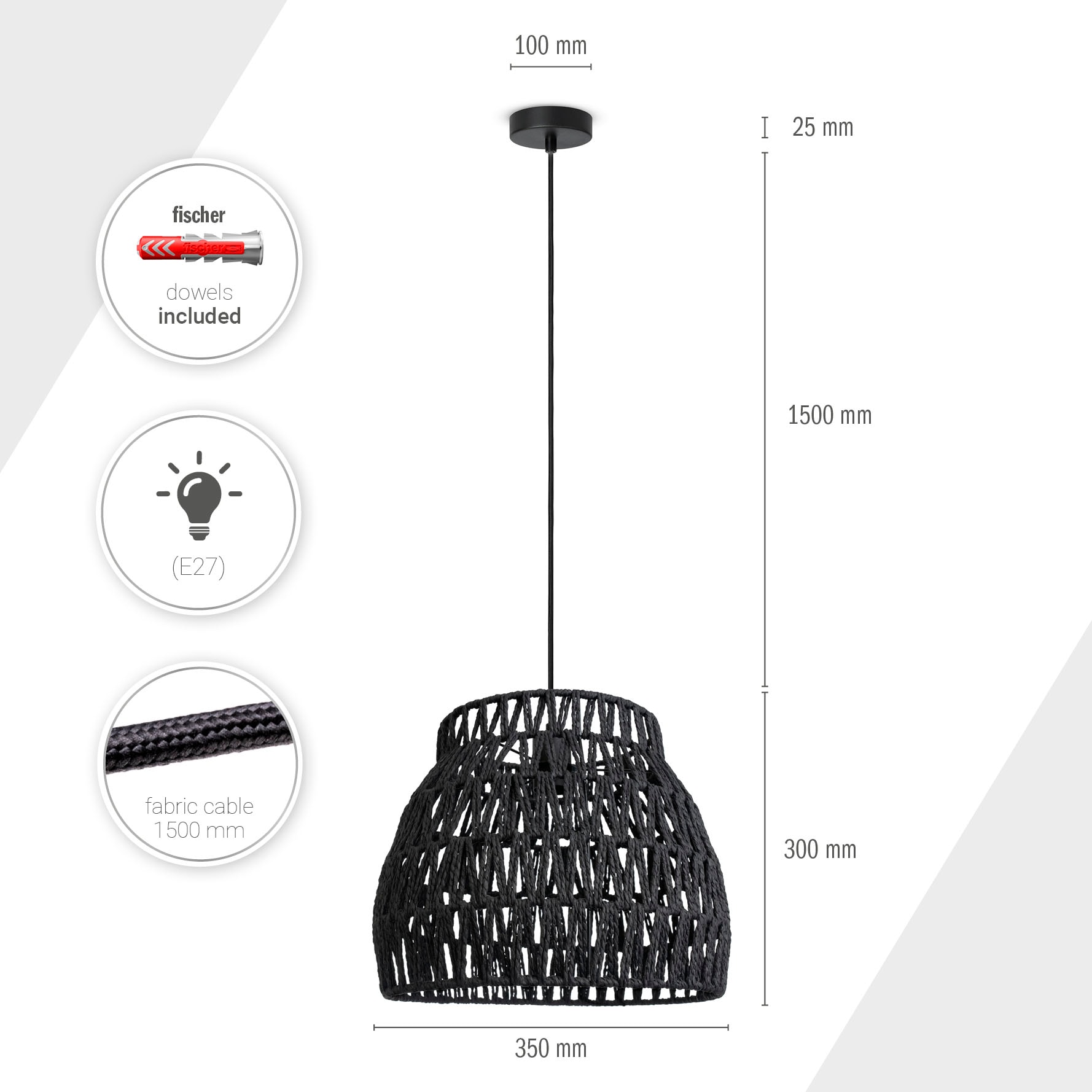 Paco Home Pendelleuchte »HUGO PD1« E27