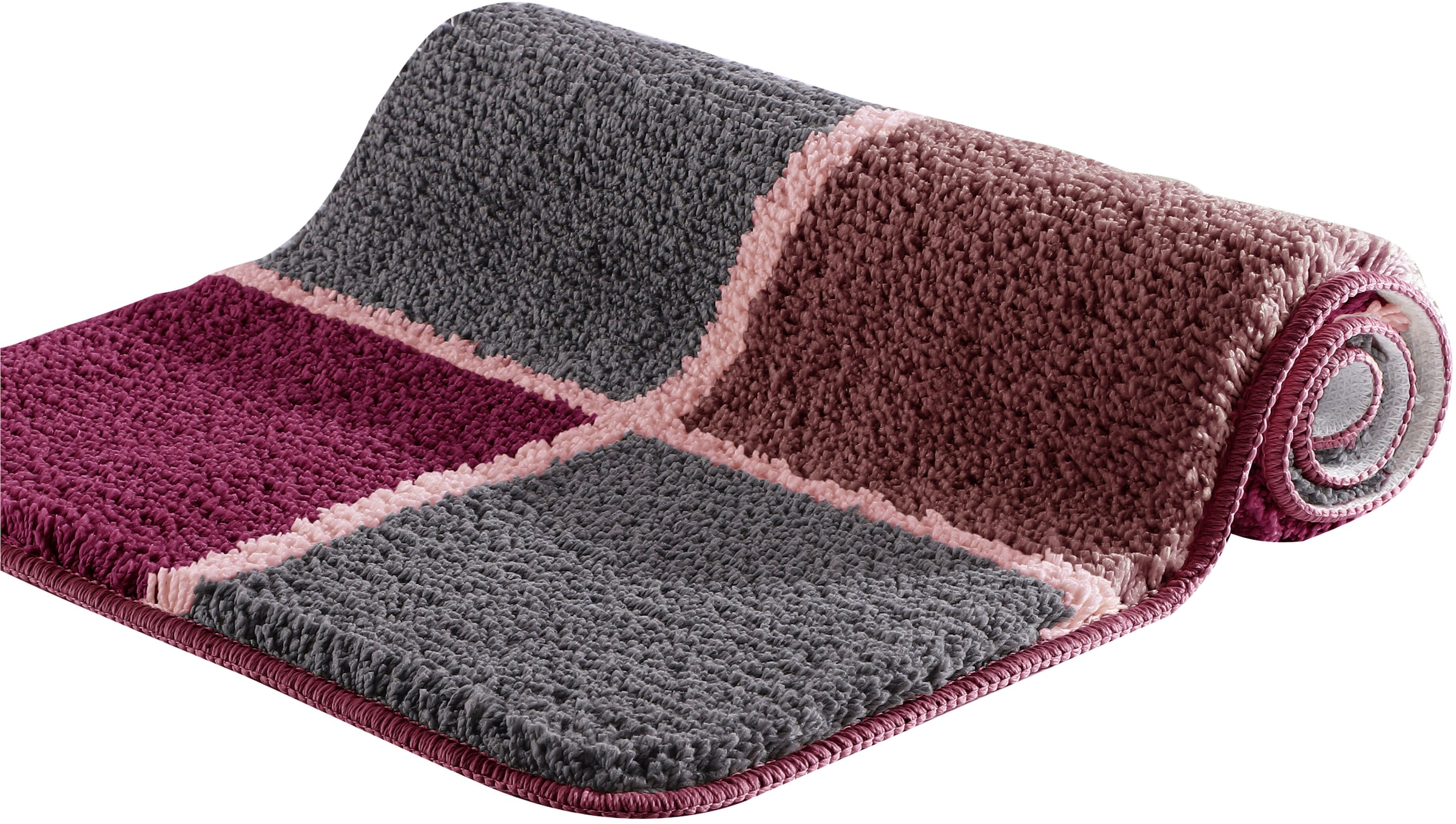my home Badematte »Anna mit Kachelmuster, Badvorleger, Badezimmer Teppich, Duschvorleger«, rutschhemmend beschichtet, strapazierfähig, Badteppich, Hoch Tief Effekt, Modern, Weich