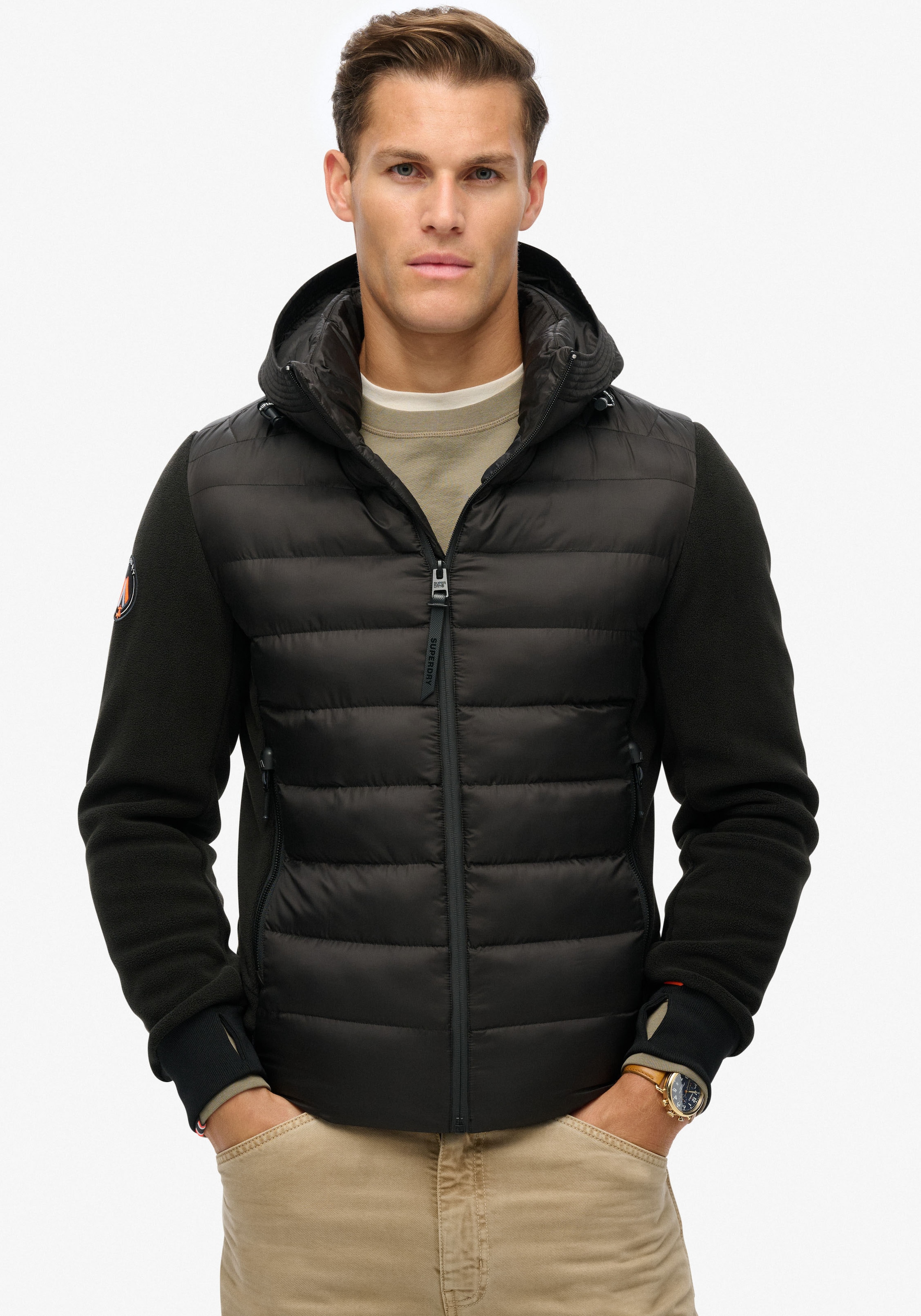 Steppjacke »HOODED STORM FLEECE BOMBER«, mit Kapuze