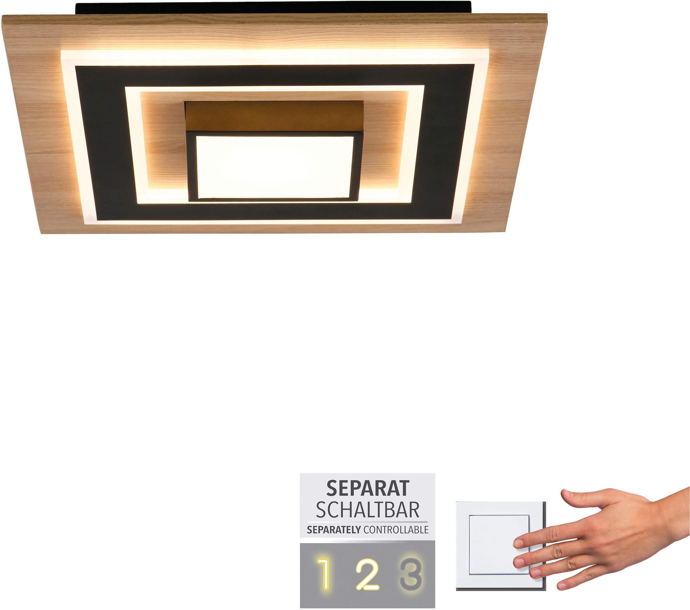 JUST LIGHT Deckenleuchte »TOLA« LED-Board 1 Stk. Warmweiß LED, separat steuerbar (Schalter)