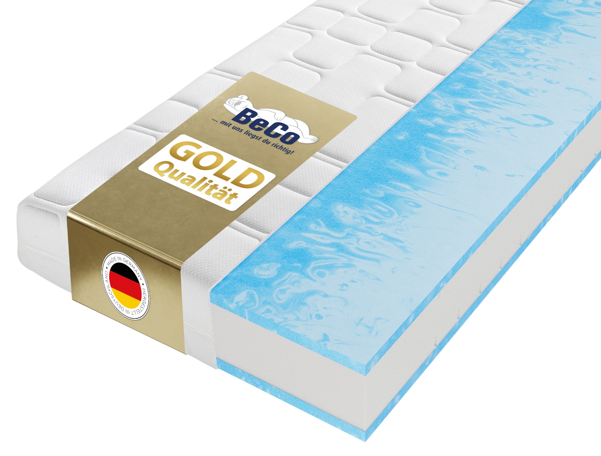 Beco Gelschaummatratze »GUMO Maxx – GOLD Gelschaummatratze mit luxuriöser Komforthöhe« 25 cm hoch 1 Stk. tlg. 25 cm Höhe, Gelschaum, unterschiedlich fest, ideal auch 140x200