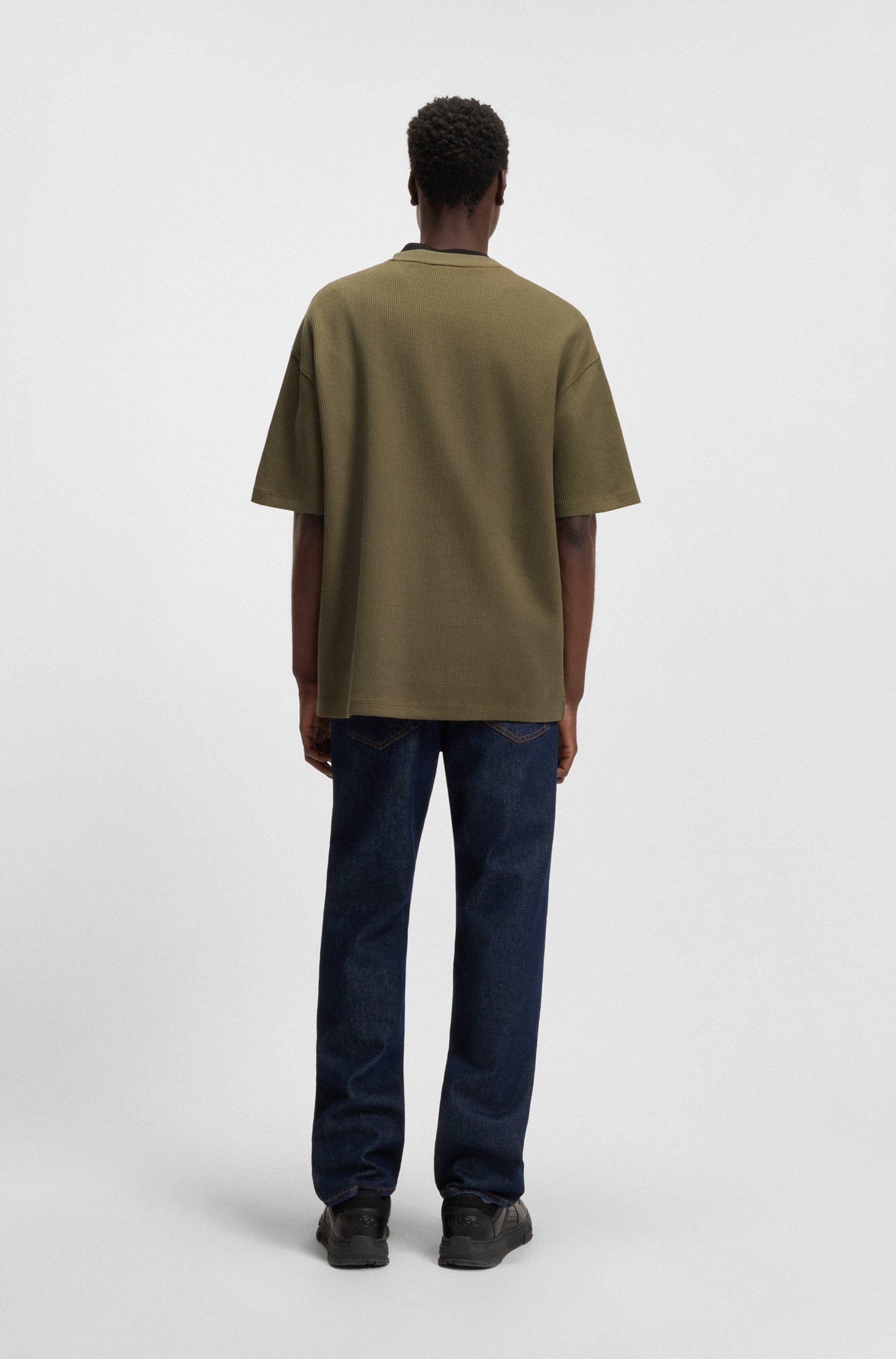 HUGO Blue T-Shirt »Nuwaffle«, mit Waffelmuster