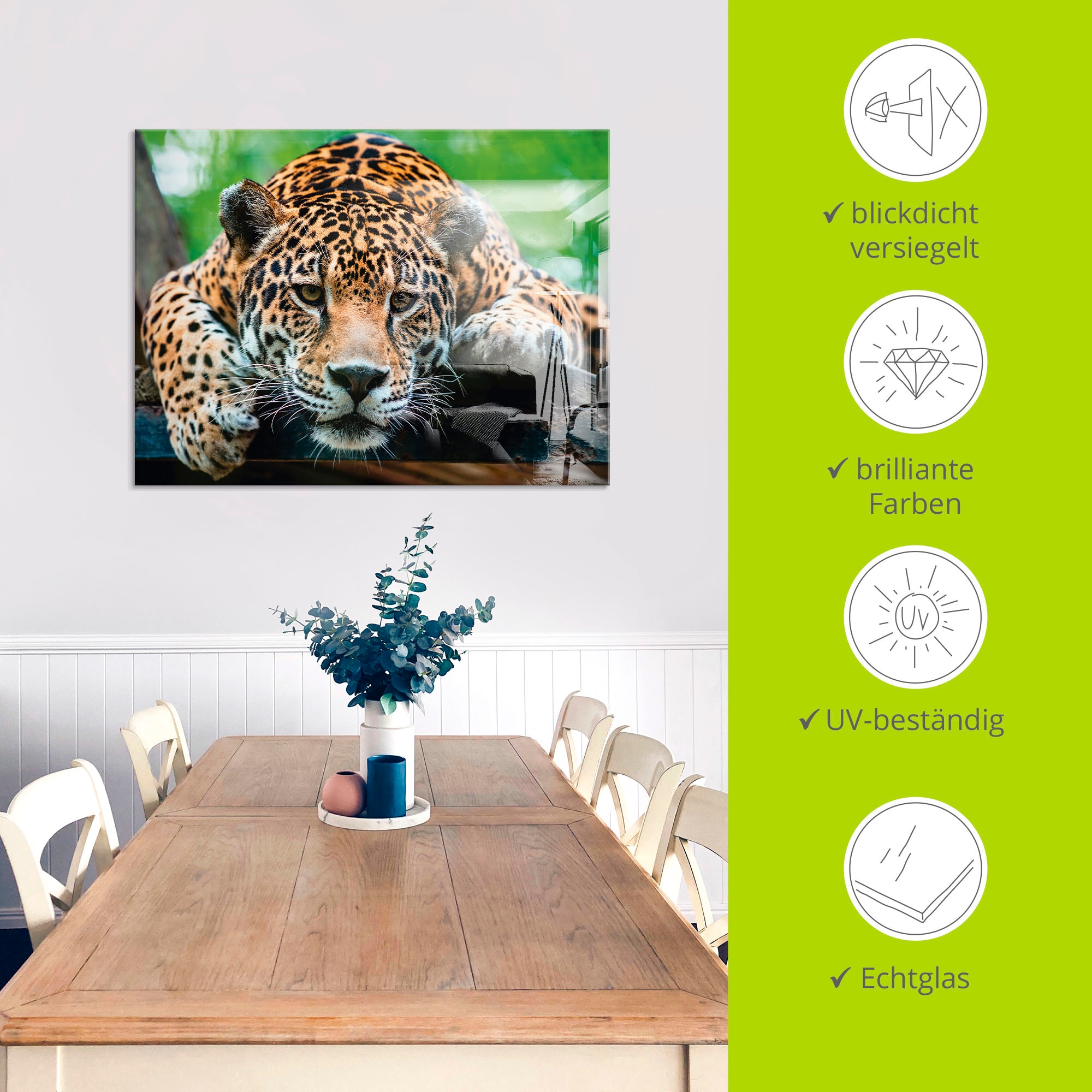 Artland Glasbild »Südamerikanischer Jaguar« Wildtiere 1 Stk. tlg.