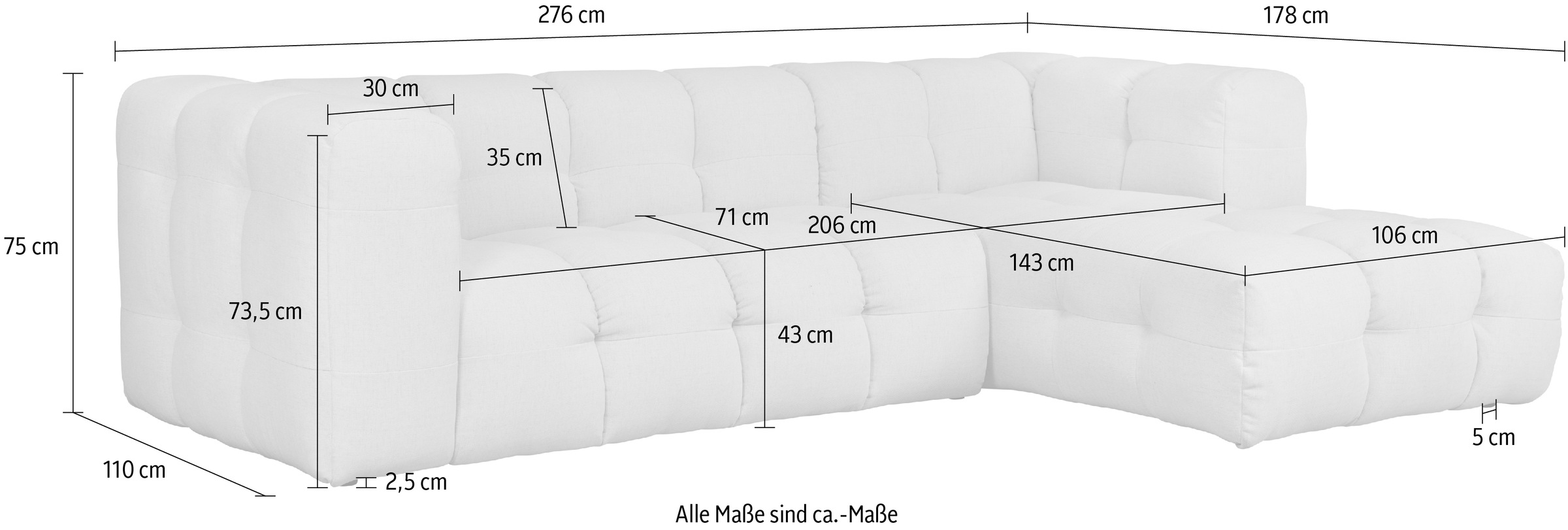 LeGer Home by Lena Gercke Ecksofa »TALISHA L-Form«, moderne Steppung, hoher Sitzkomfort