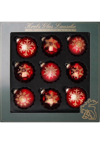 Weihnachtsbaumkugel »Schneeflocke, Weihnachtsdeko rot, Christbaumschmuck«, (Set, 9 St.)