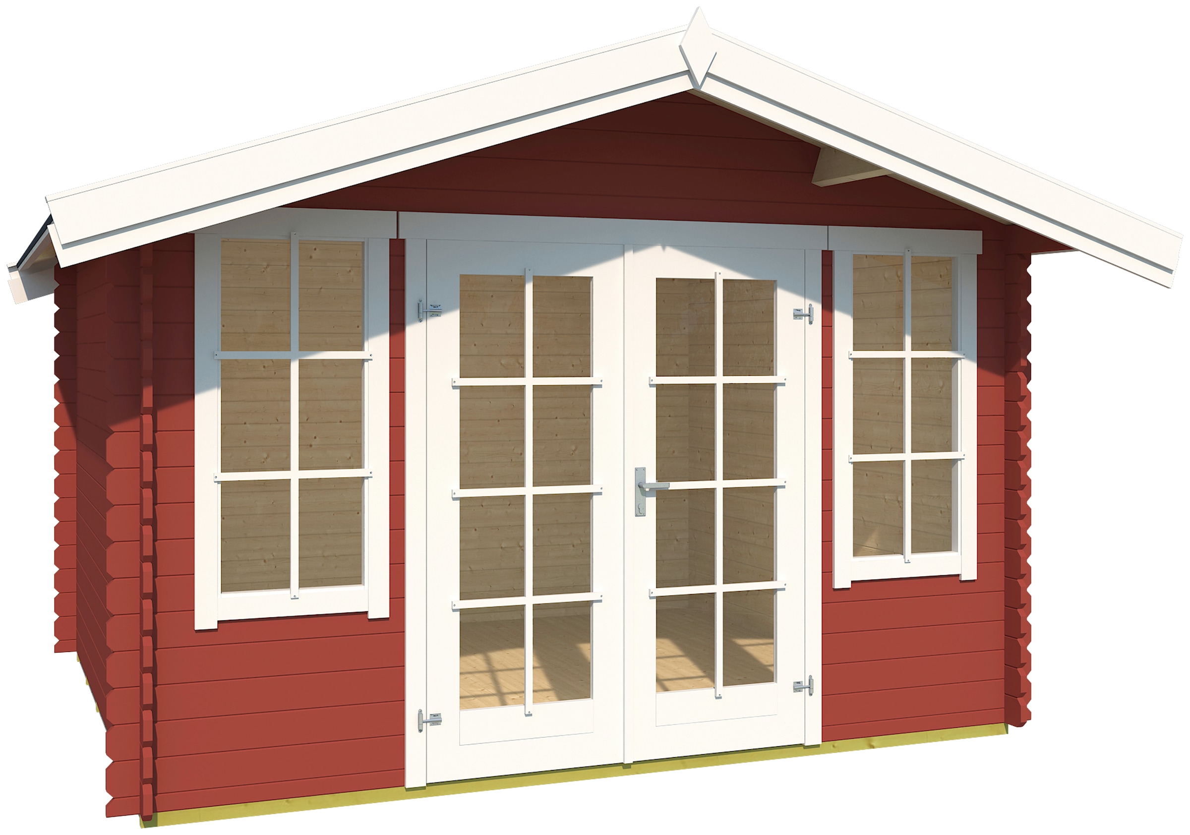LASITA MAJA Gartenhaus »Robin 280«, Blochbohlenhaus 28mm, Fundamentmass 3300x2800, Schwedenrot