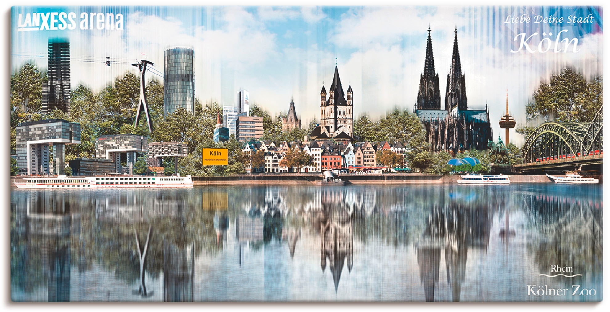 Artland Wandbild auf Deutschland, »Köln bestellen Abstrakte Skyline Größen St.), Raten Poster als 20«, versch. (1 Collage Leinwandbild, Wandaufkleber oder in