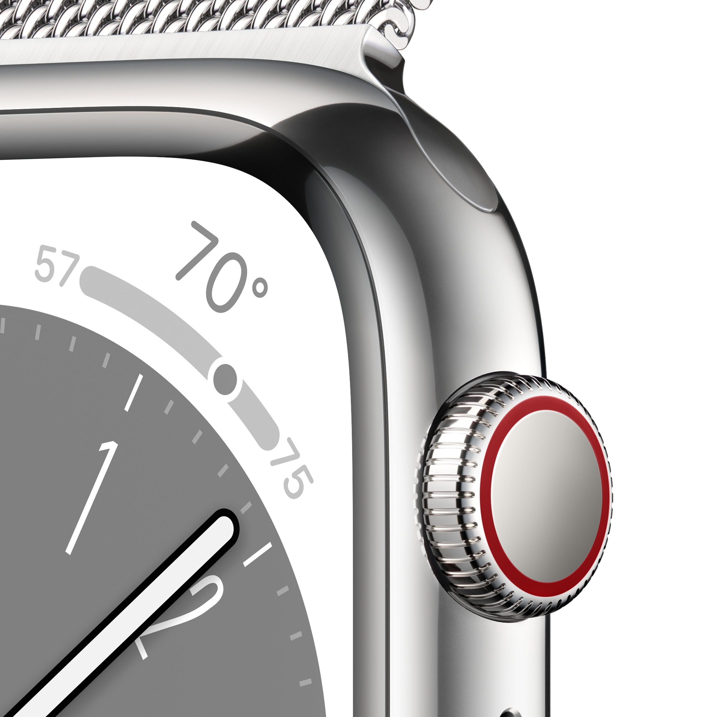 Apple Smartwatch »Series 8, GPS + Cellular, Edelstahl-Gehäuse, 41mm mit Milanaisearmband«, (Watch OS)