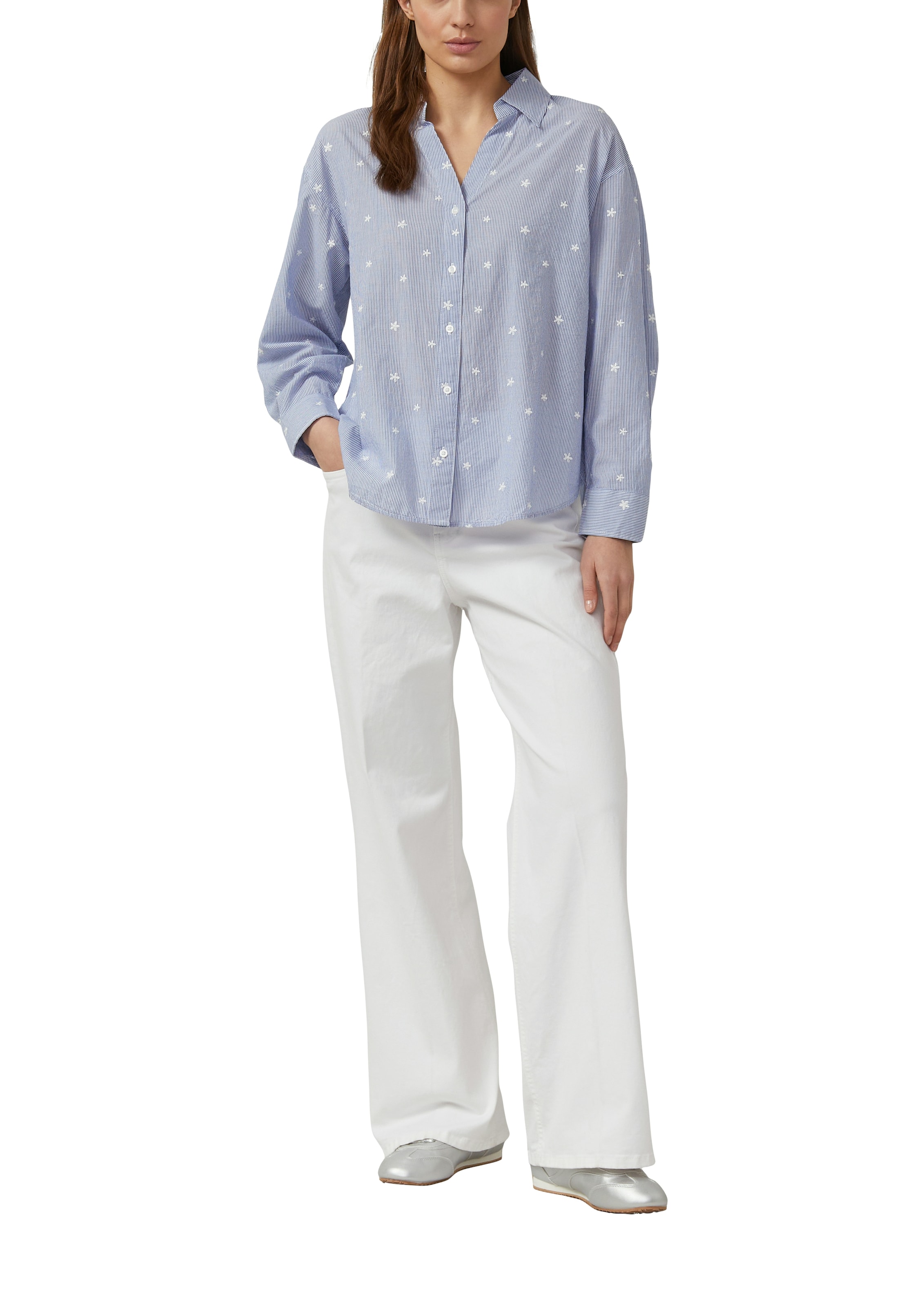 s.Oliver Langarmbluse im Streifen-Look und mit Allover-Stickereien