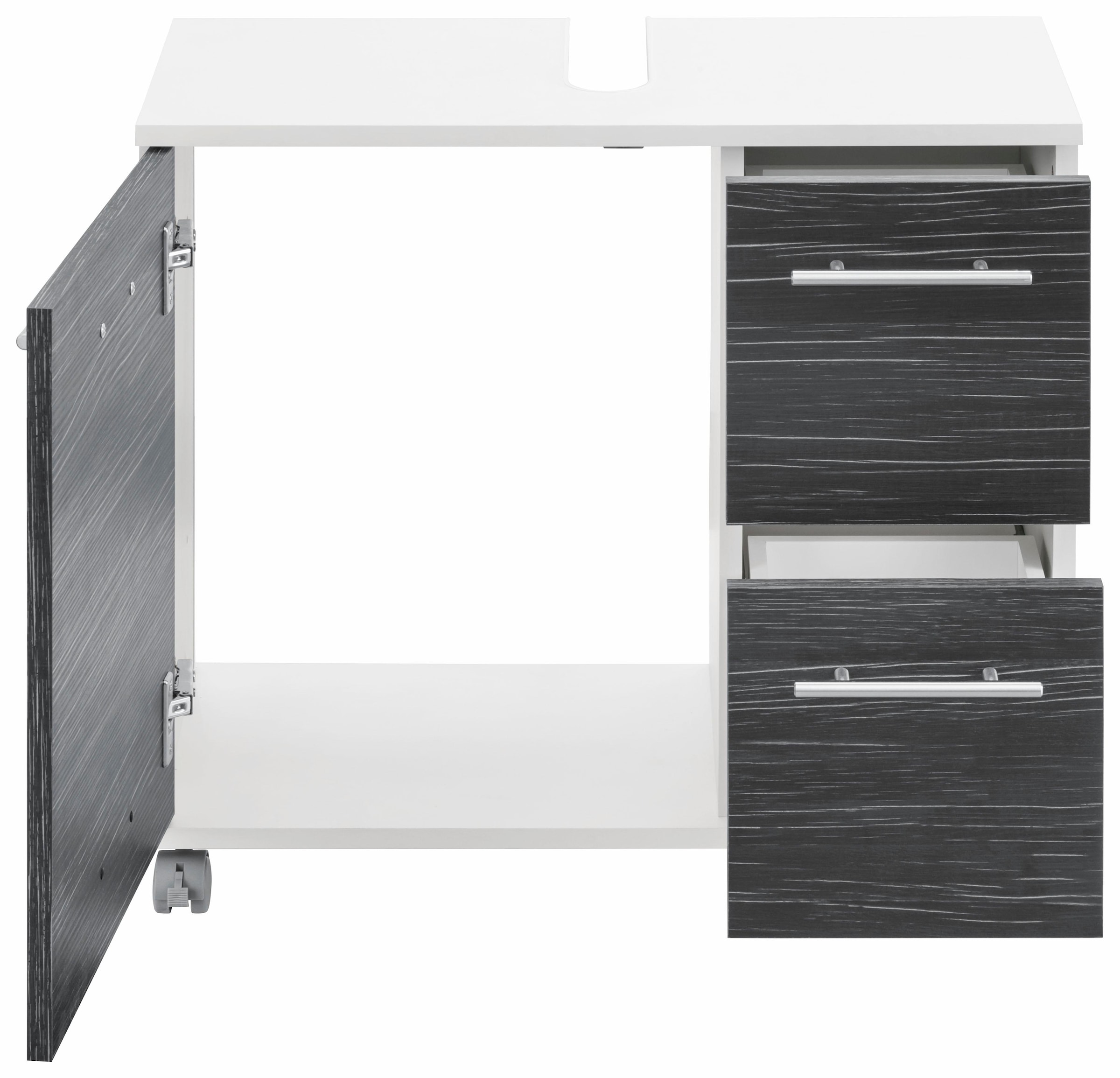 welltime Waschbeckenunterschrank »Emmi, Breite 65 cm made in Germany«, Siphonausschnitt, Metallbeschläge