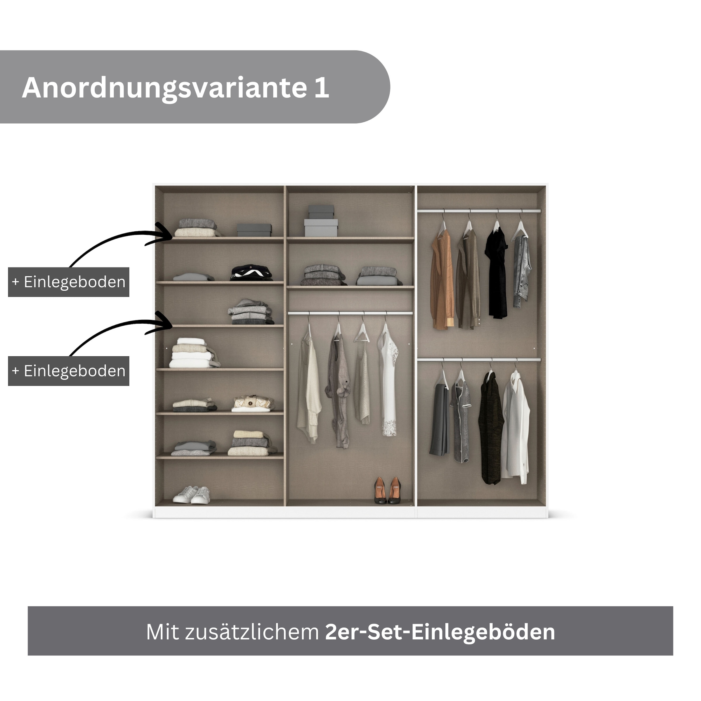 rauch Drehtürenschrank »Kleiderschrank Schrank Garderobe AGORDO TOPSELLER Schlafzimmer«, (in zwei Griff-Farben mit Dekor- oder Hochglanzfront), durchdachte Innenausstattung, in 6 Breiten und 2 Höhen MADE IN GERMANY
