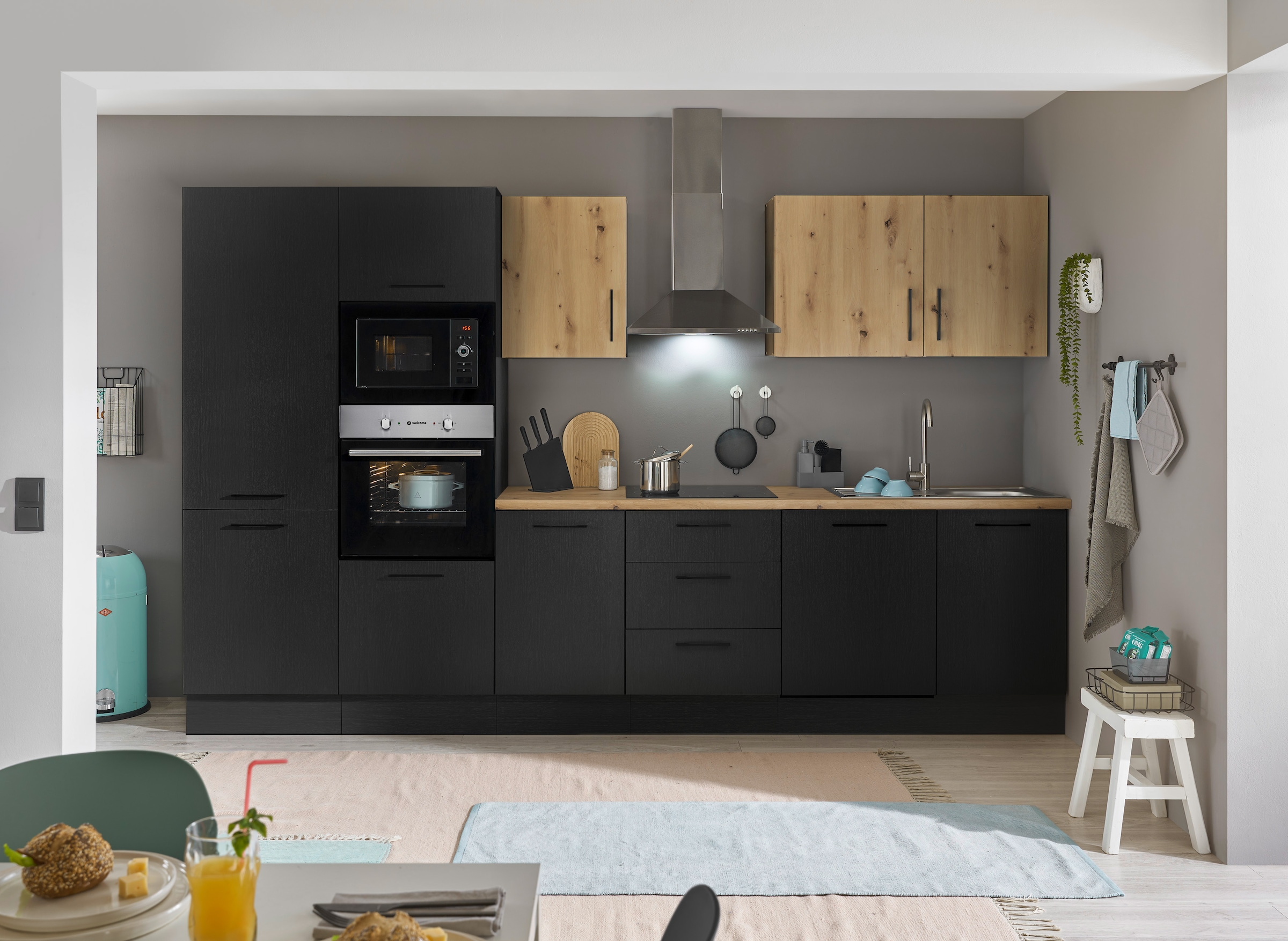 BASIC by Balculina Küchenzeile »Turin« Breite 340 cm, wahlweise mit E-Geräten