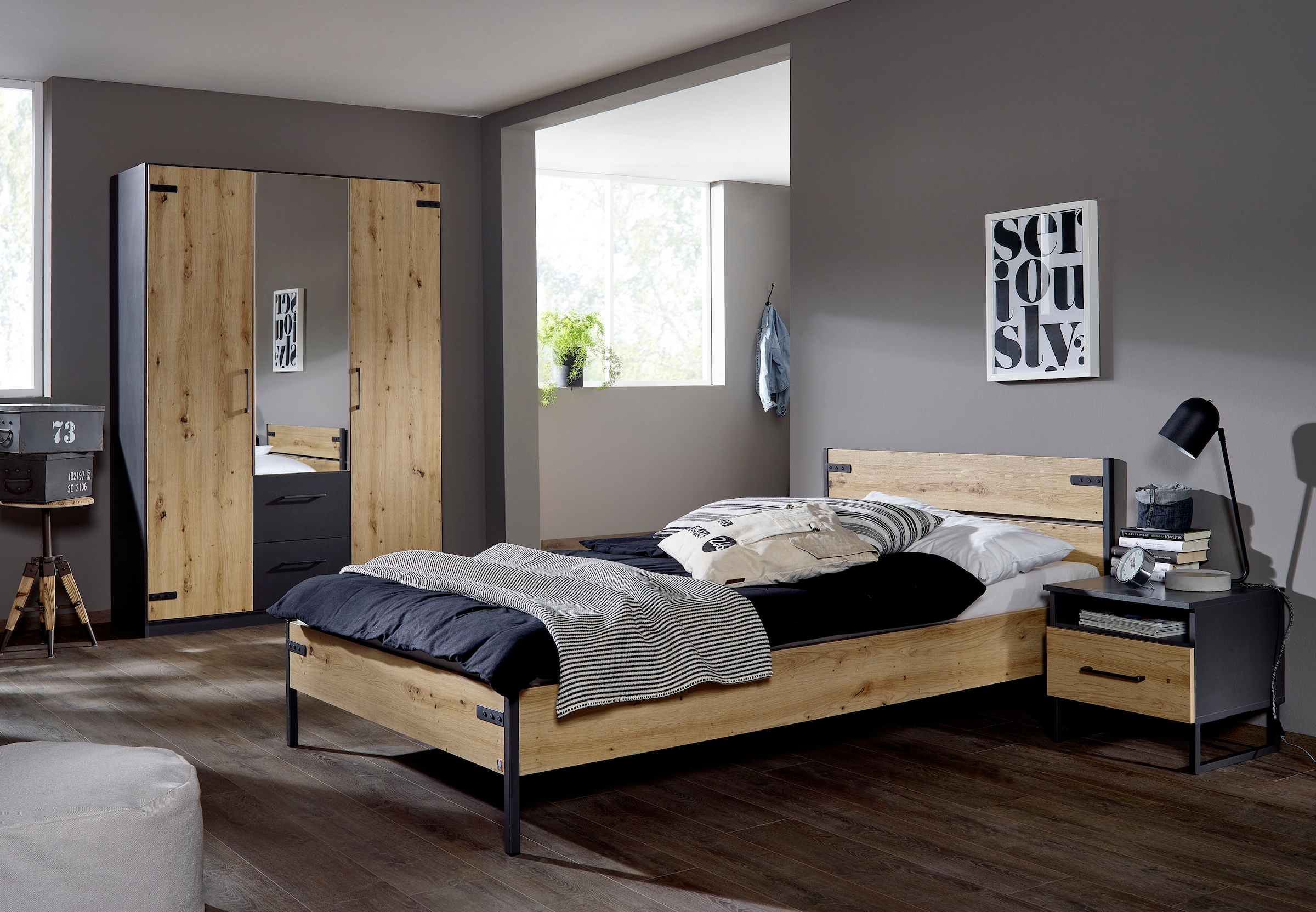 rauch Nachtkommode »Holmes«, im Industrial Style, 2-teiliges Set