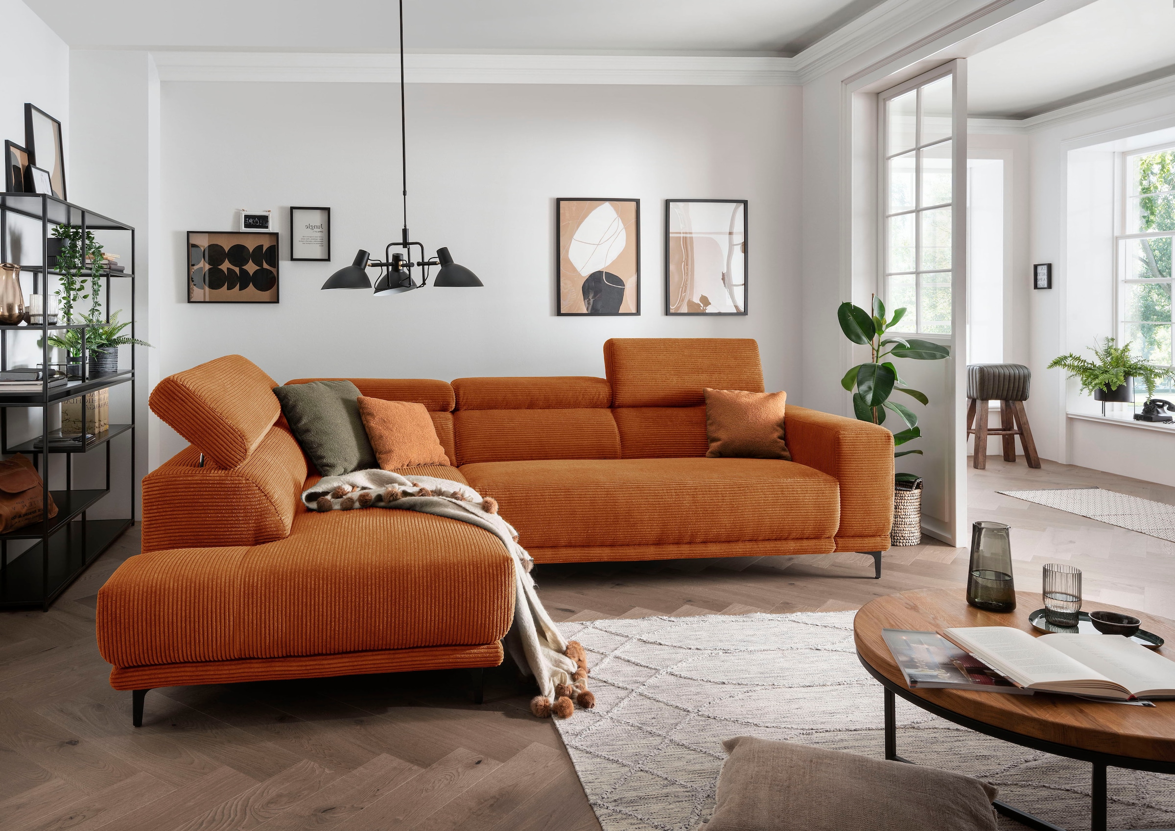 alina Ecksofa »Hikari«, wahlweise mit Sitzvorzug, in modernem Cordstoff, Breite 302 cm