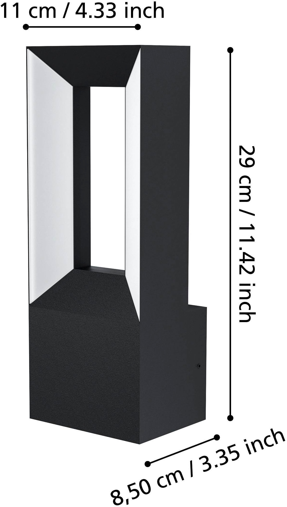 EGLO Wandleuchte »Riforano Wandlampe, Aluminum-Guss und Kunststoff, IP44, Außenleuchte« LED-Modul 1 Stk. Warmweiß Wand-/Deckenleuchte - L11 x H29 x AL8,5 cm - schwarz - 2X5W inkl.