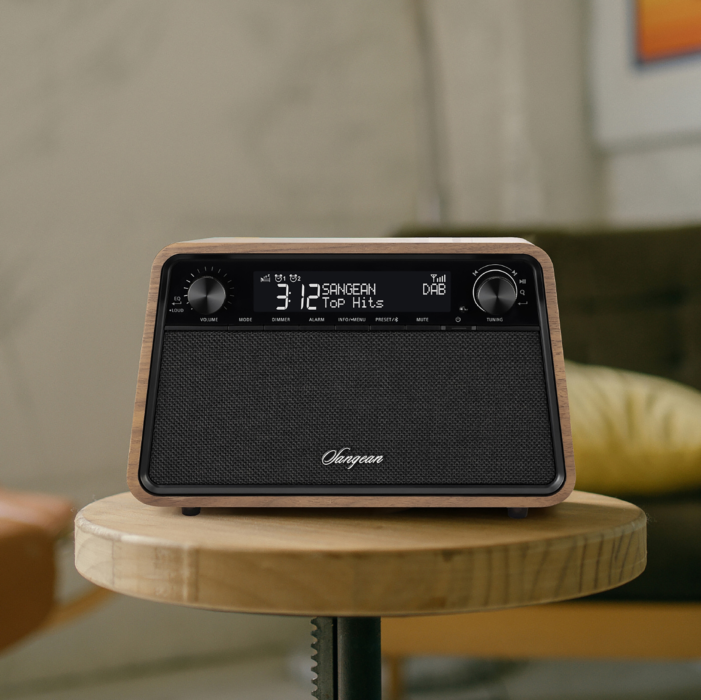 Sangean Retro-Radio »WR-201D«, (A2DP Bluetooth-AVRCP Bluetooth Digitalradio (DAB+)-FM-Tuner mit RDS), DAB+, Bluetooth, USB-C Ladeanschluss, Fernbedienung