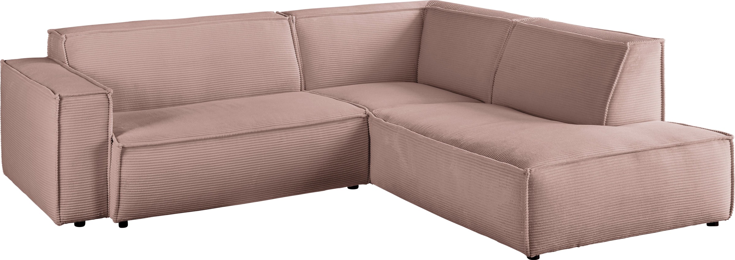 3C Candy Ecksofa »Matteo in elegant, kubischer Formensprache, bequem, L-Form«, mit auffälliger Kedernaht, Cord-Bezug, Lounge-Charakter