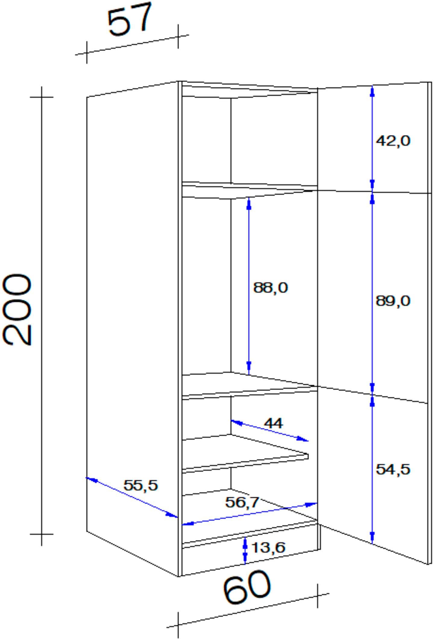 Flex-Well Kühlumbauschrank »Wito«, (B x H x T) 60 x 200 x 57 cm