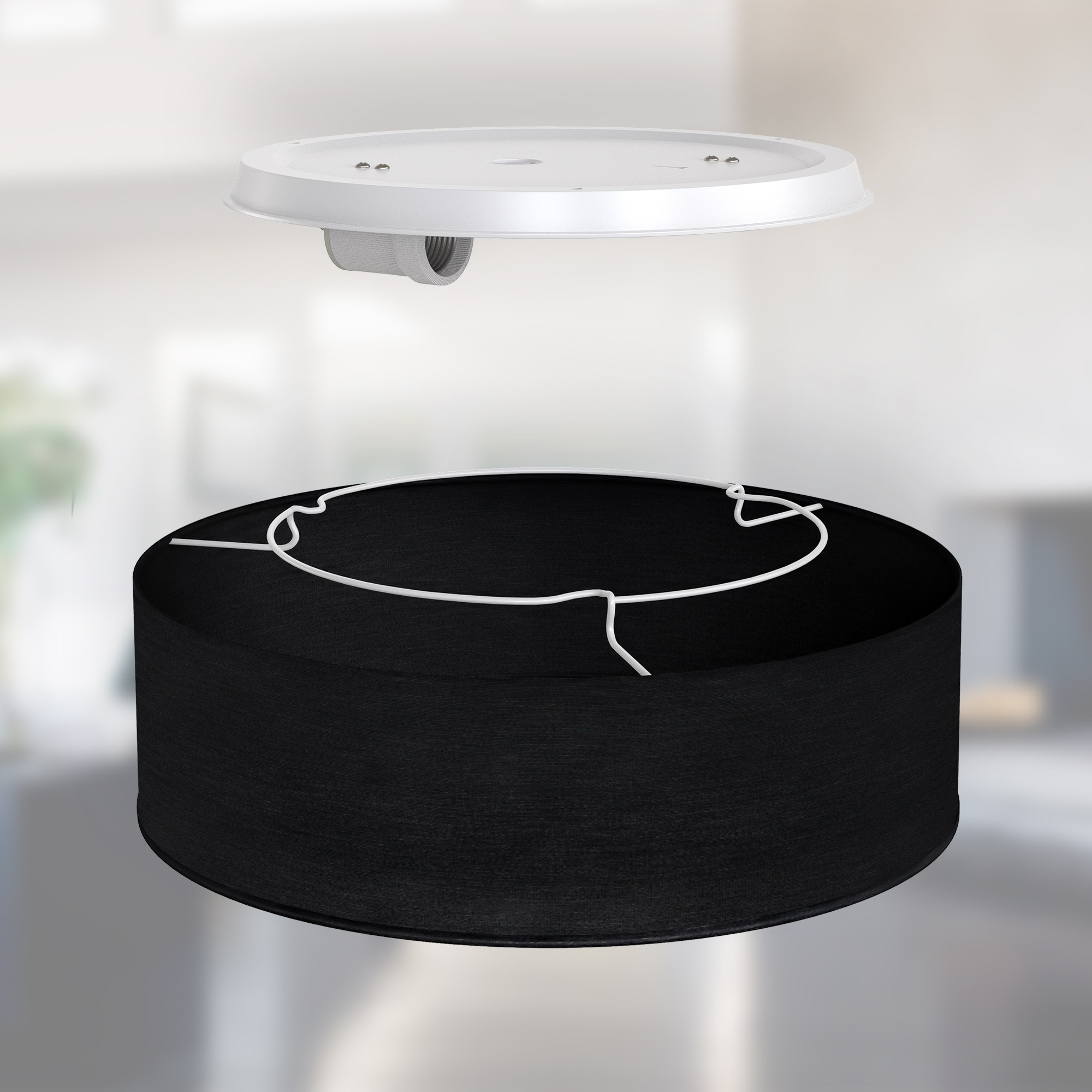 B.K.Licht LED Deckenleuchte, 1 flammig, Leuchtmittel E27 | ohne Leuchtmittel, Deckenlampe, Textil Lampenschirm, schwarz, Schlafzimmer, Wohnzimmer